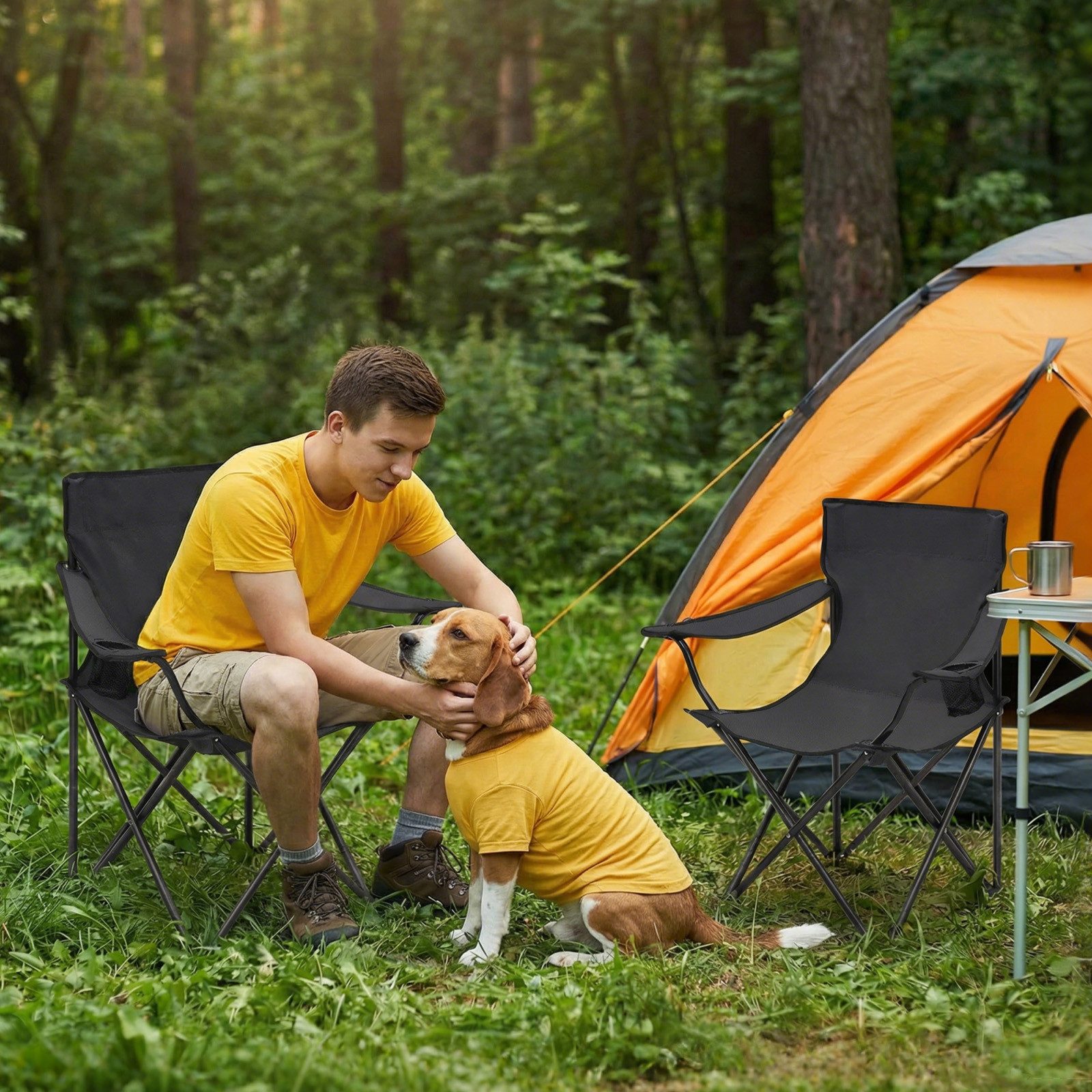 SUNULA Campingstuhl Faltbar Anglerstuhl Ultraleicht Faltstuhl Camping Klappstuhl (2 St), mit Getränkehalter, mit Tragetasche, bis max. 100 kg