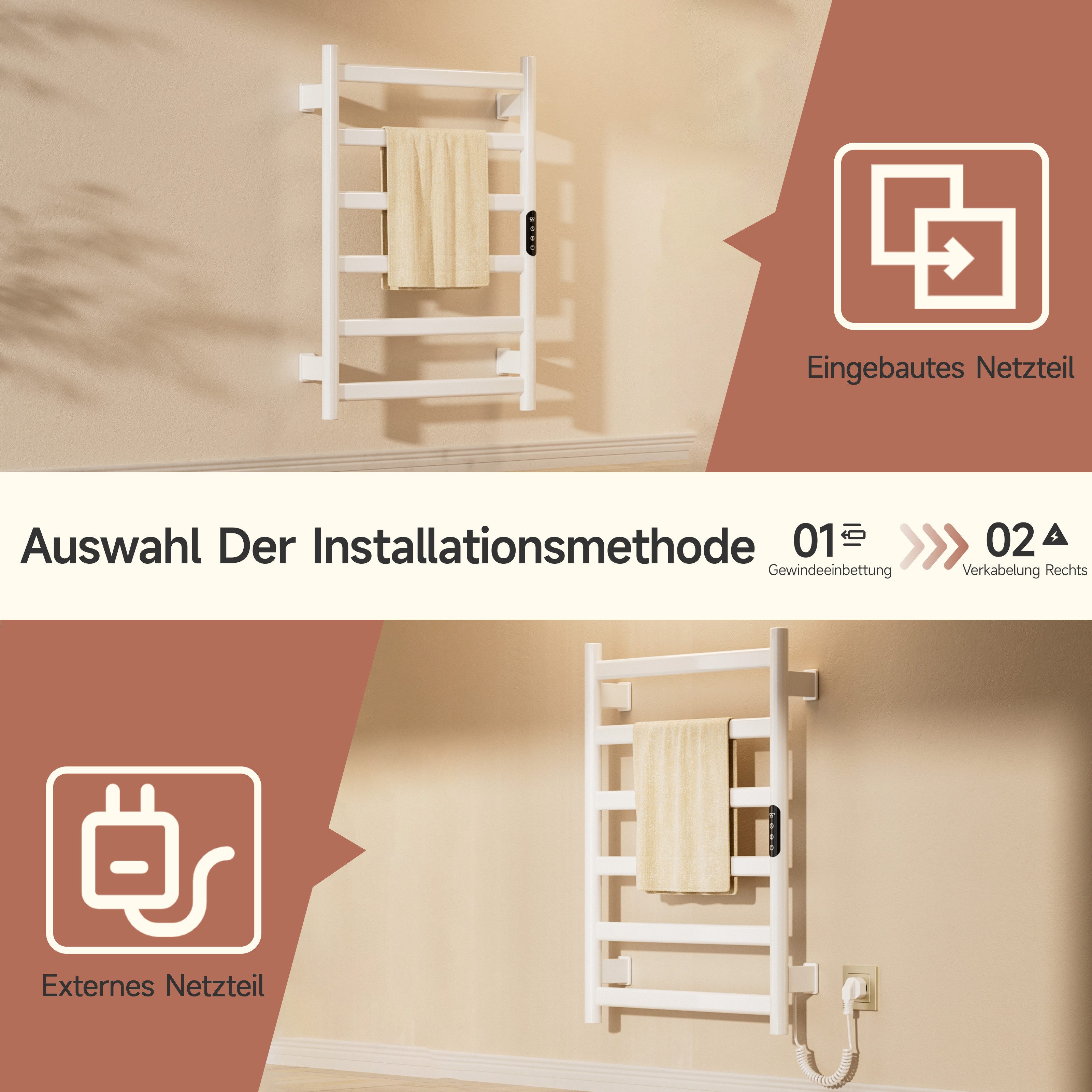 Oihpaw Badheizkörper Electric Towel Radiator Elektrischer Badheizkörper, di günstig online kaufen