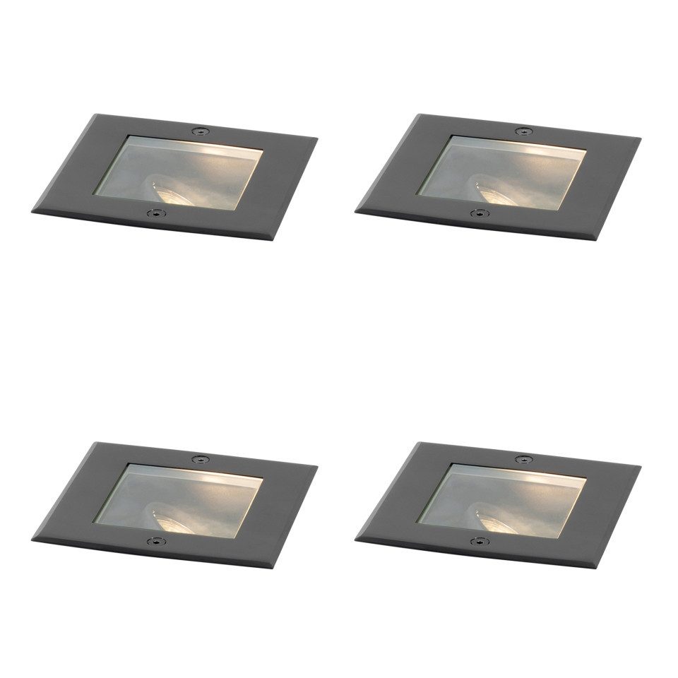 Qazqa LED Einbaustrahler 106901, ohne Leuchtmittel, Warmweiß, QAZQA Außen Einbau­leuchte, gu10, Schwarz, Stahl, Modern