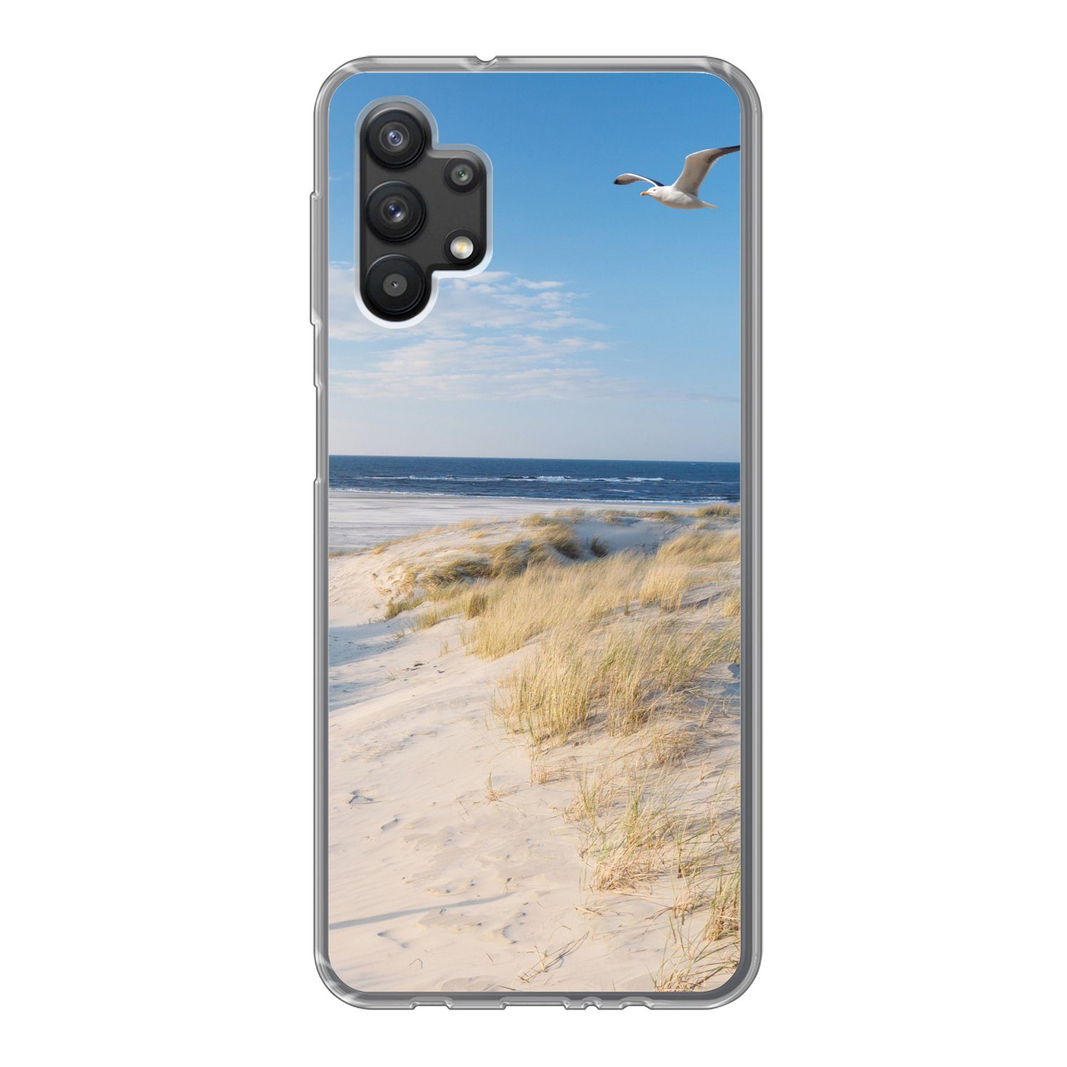 MuchoWow Handyhülle für Samsung Galaxy A32 5G Düne - Möwe - Strand - Meer - Sonne, Smartphone-Bumper, Print, Handy Schutzhülle Dünn