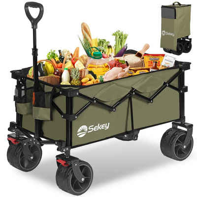 Sekey Bollerwagen Sekey Faltbarer Bollerwagen Plus Breite Reifen Alle Gelände, Ultrakompakte Faltgröße, mit einer Hand faltbar, XL 4015, 135L 120KG