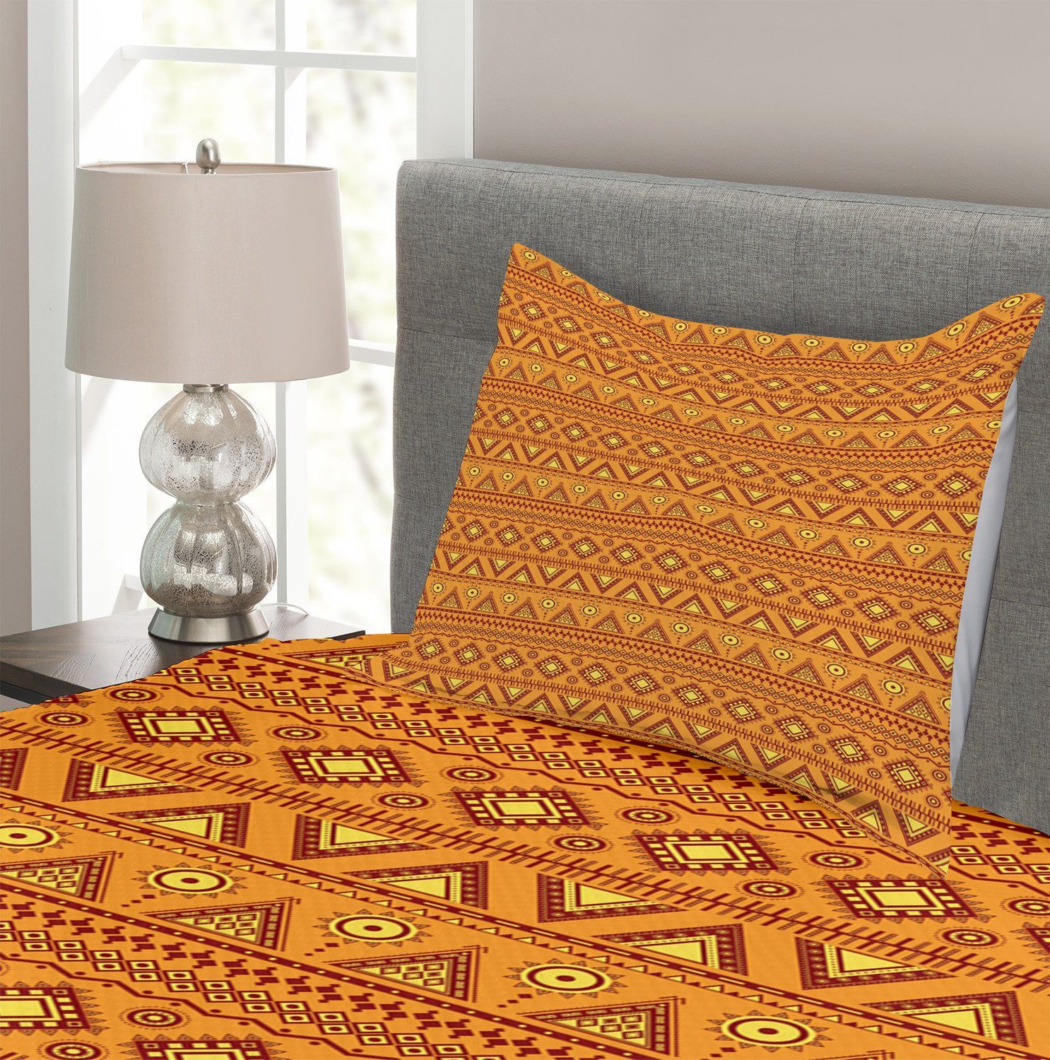 Orange Waschbar, Abakuhaus, Borders mit Aztec Kissenbezügen Set Tagesdecke