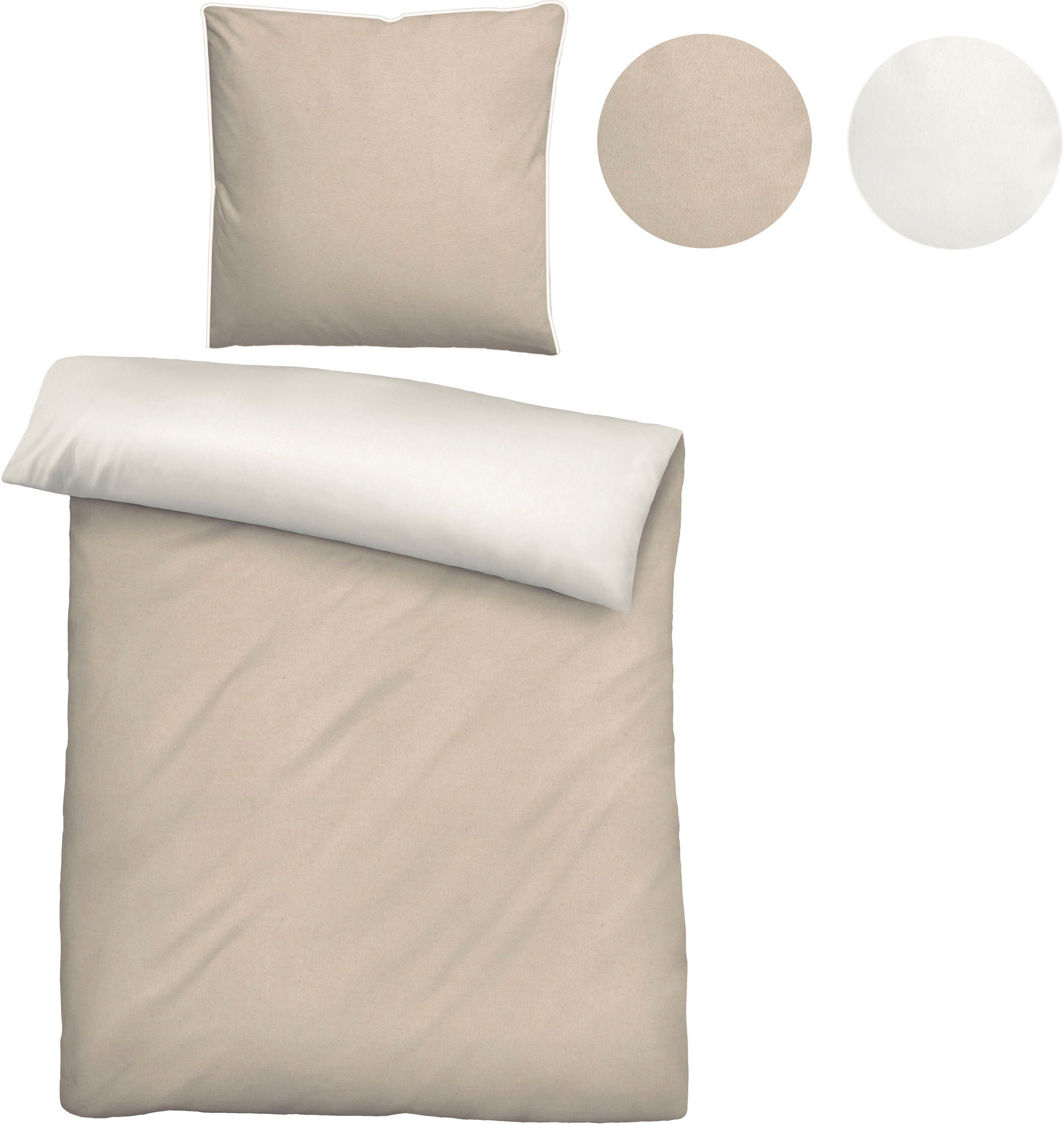 Biberna Wendebettwäsche Hermal, Flanell, 2 teilig, Flanell in Melangeoptik, Winterbettwäsche, Made in Germany