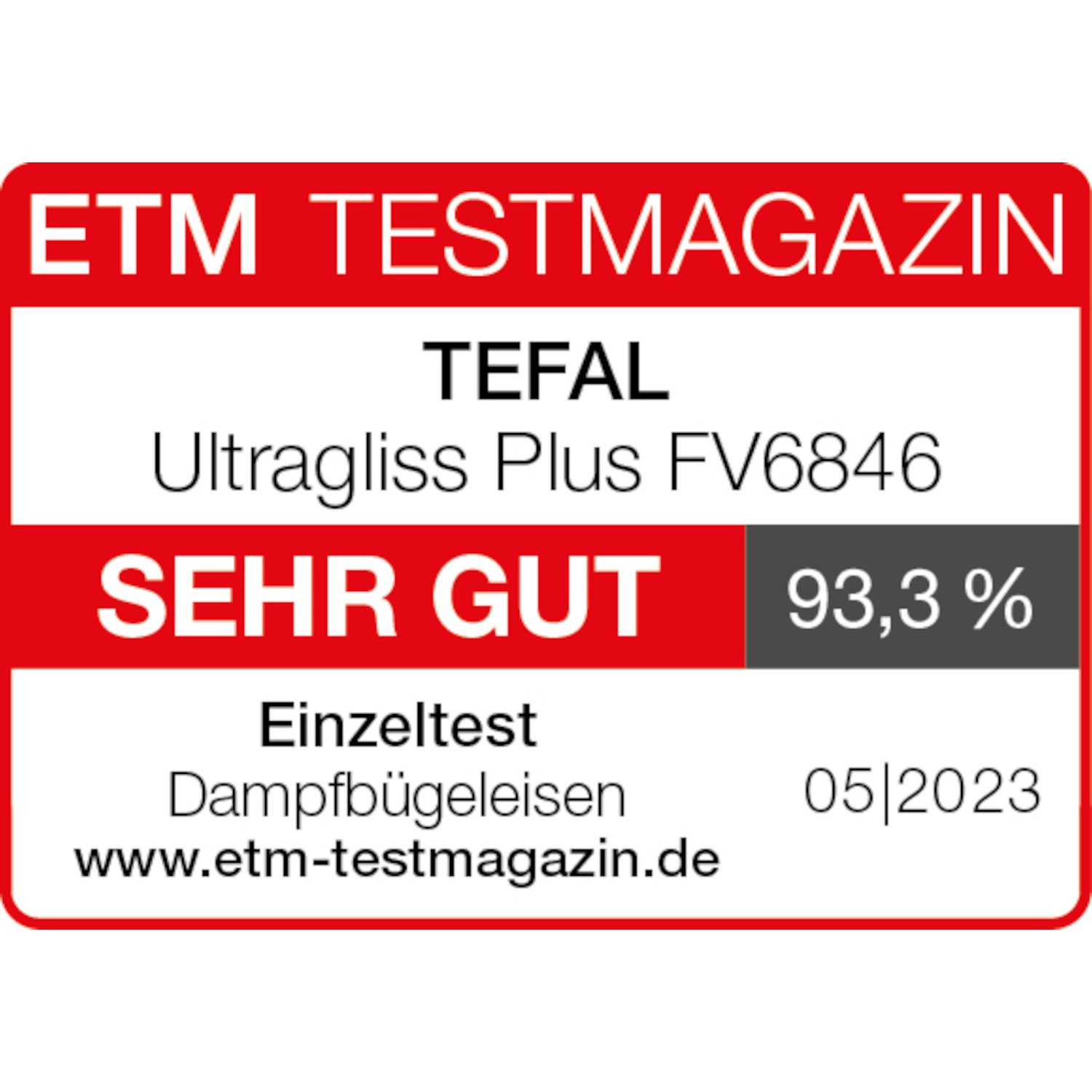 Tefal Dampfbügeleisen Ultragliss Plus FV6846, 2800 Watt, abnehmbarer Kalk-Kollektor, 2800 W, 50 g/Min. kontinuierliche Dampfabgabe, 260 g/Min. Dampfstoß