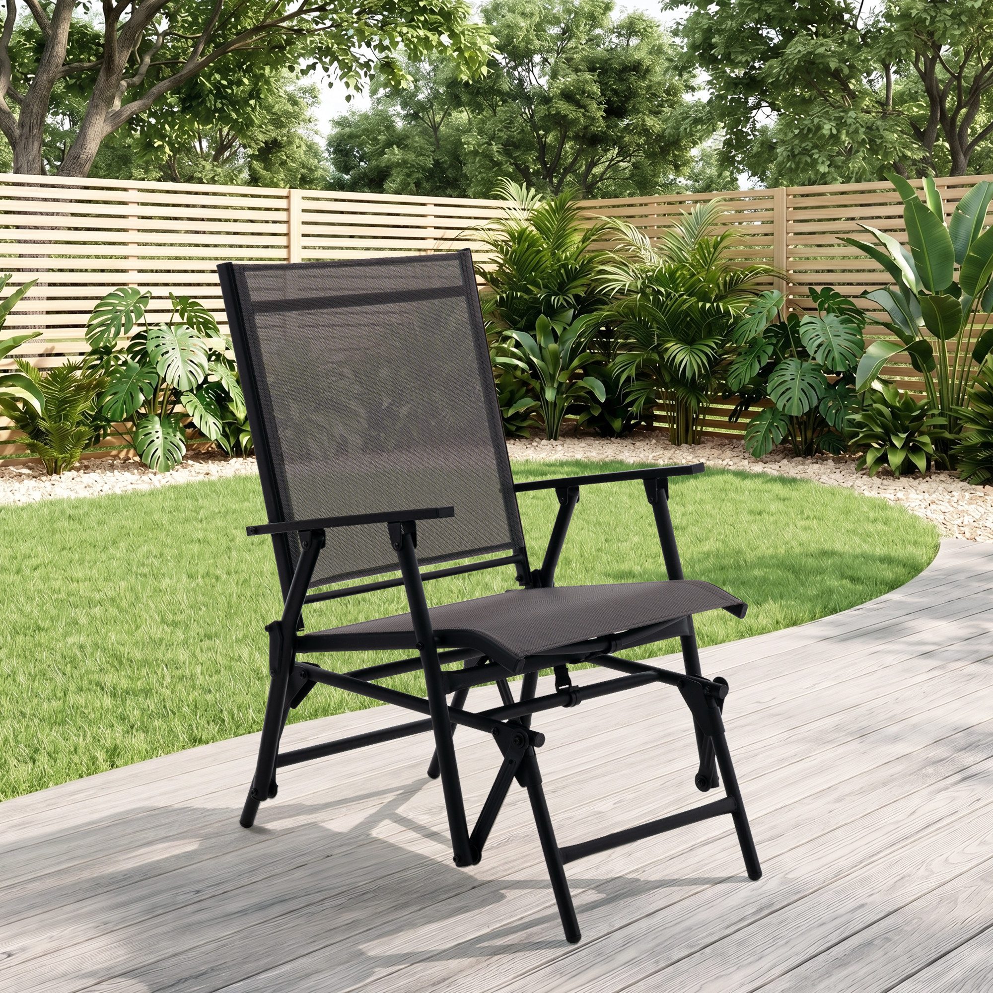 Aunekiv Schaukelstuhl klappbar, Gartenstuhl, Terrassensessel für Balkon und Veranda (1 St), Platzsparender Outdoor Relaxsessel mit Textilene-Gewebe, 1-Sitzer