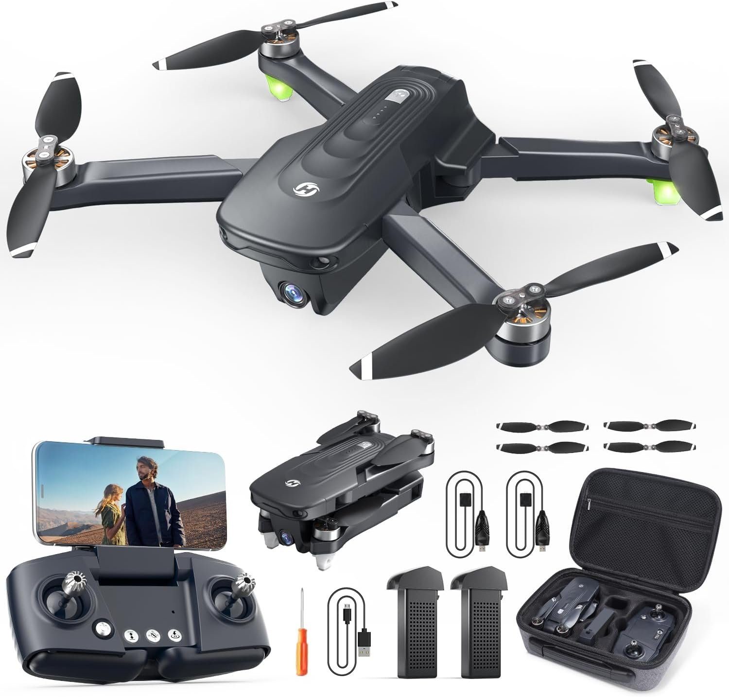 HOLY STONE Drohne Faltbare Kamera Quadcopter x mit mit 46 Drohne Flug) GPS langer 3072P, (4096 RC 4K Min