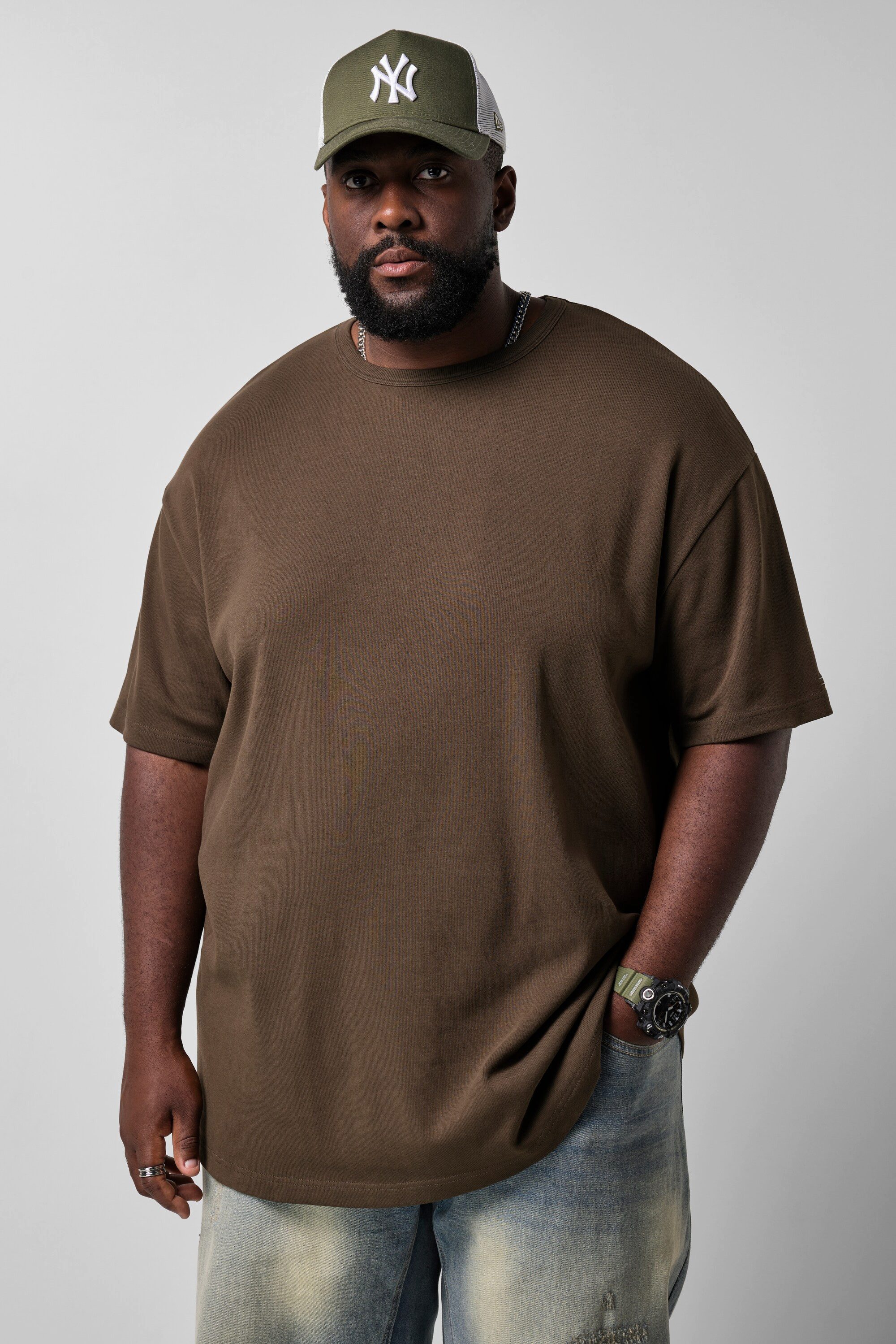 STHUGE T-Shirt T-Shirt Halbarm oversized Rippjersey bis 8 XL