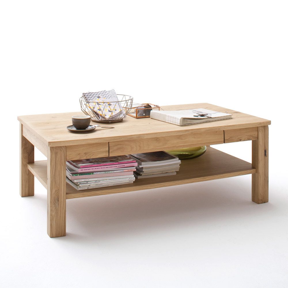 Lomadox Couchtisch SAMARA-05, Wohnzimmer-Tisch aus Asteiche Bianco massiv - B/H/T: 117/42/65cm