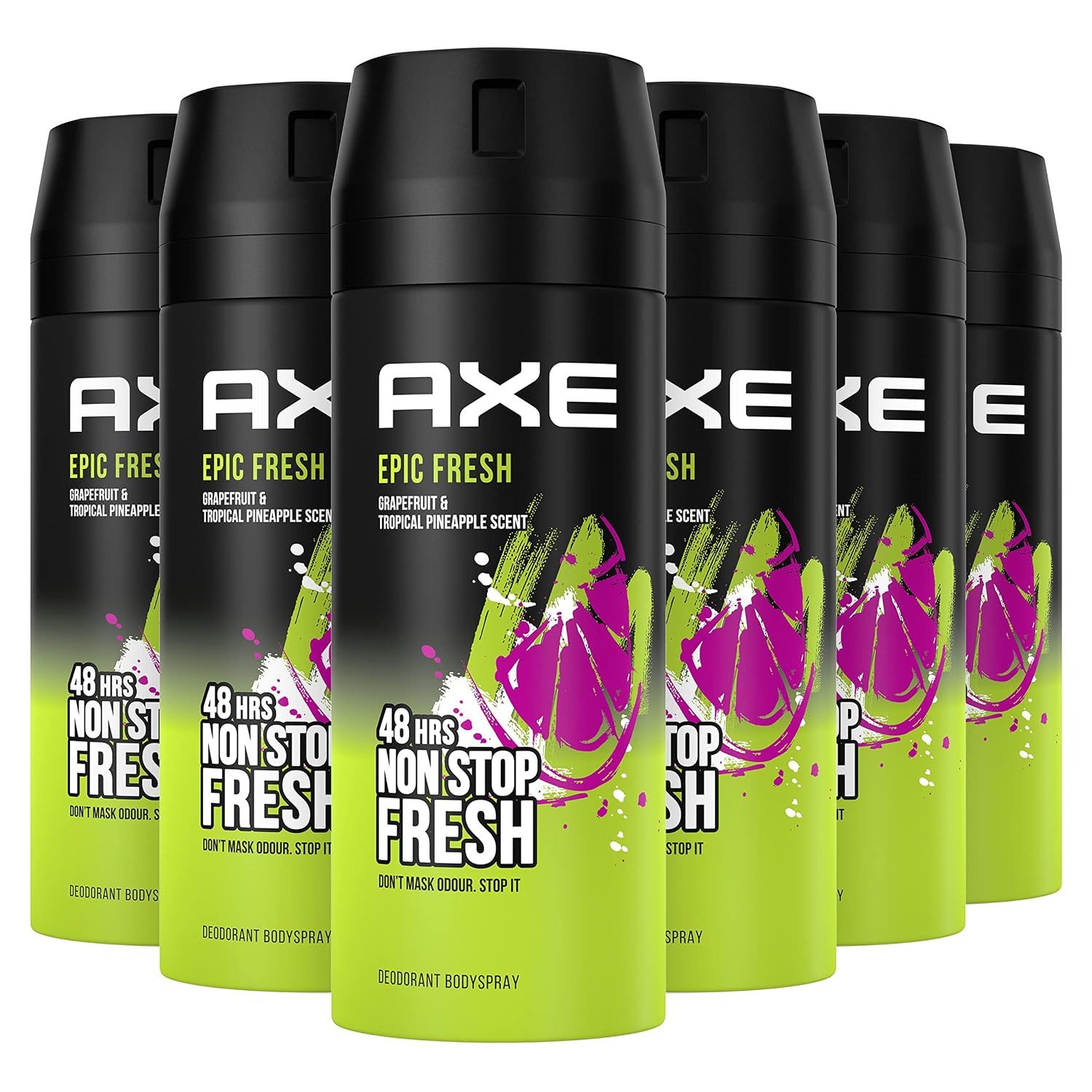 axe Deo-Spray 6x Axe Bodyspray Epic Fresh Flüssig-Deodorant für Herren, 150 ml, 6-tlg., ohne Aluminumsalz