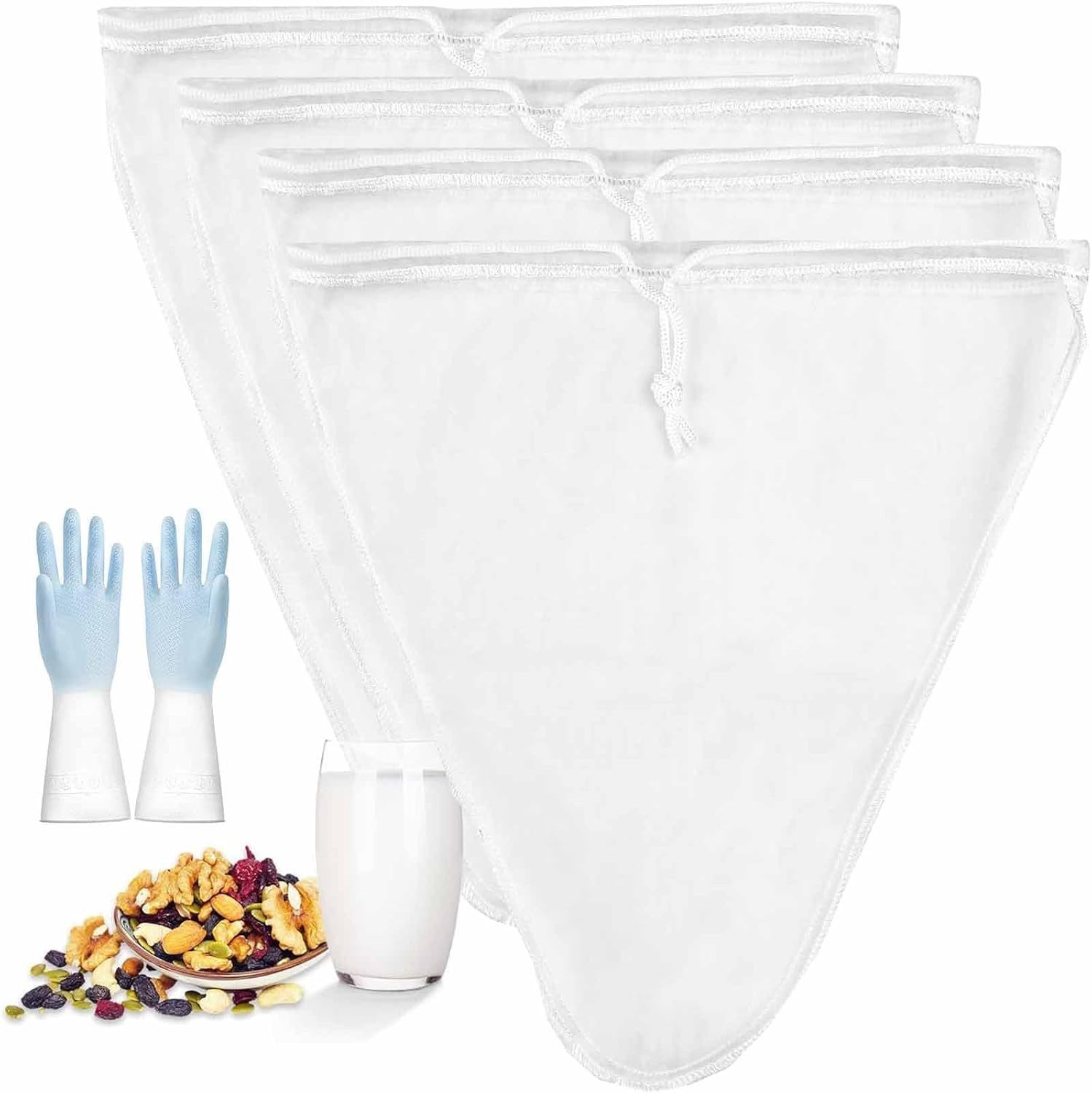 FELIXLEO Passiersieb Nussmilchbeutel 30x30cm Feinmaschig Wiederverwendbar, (4-St)