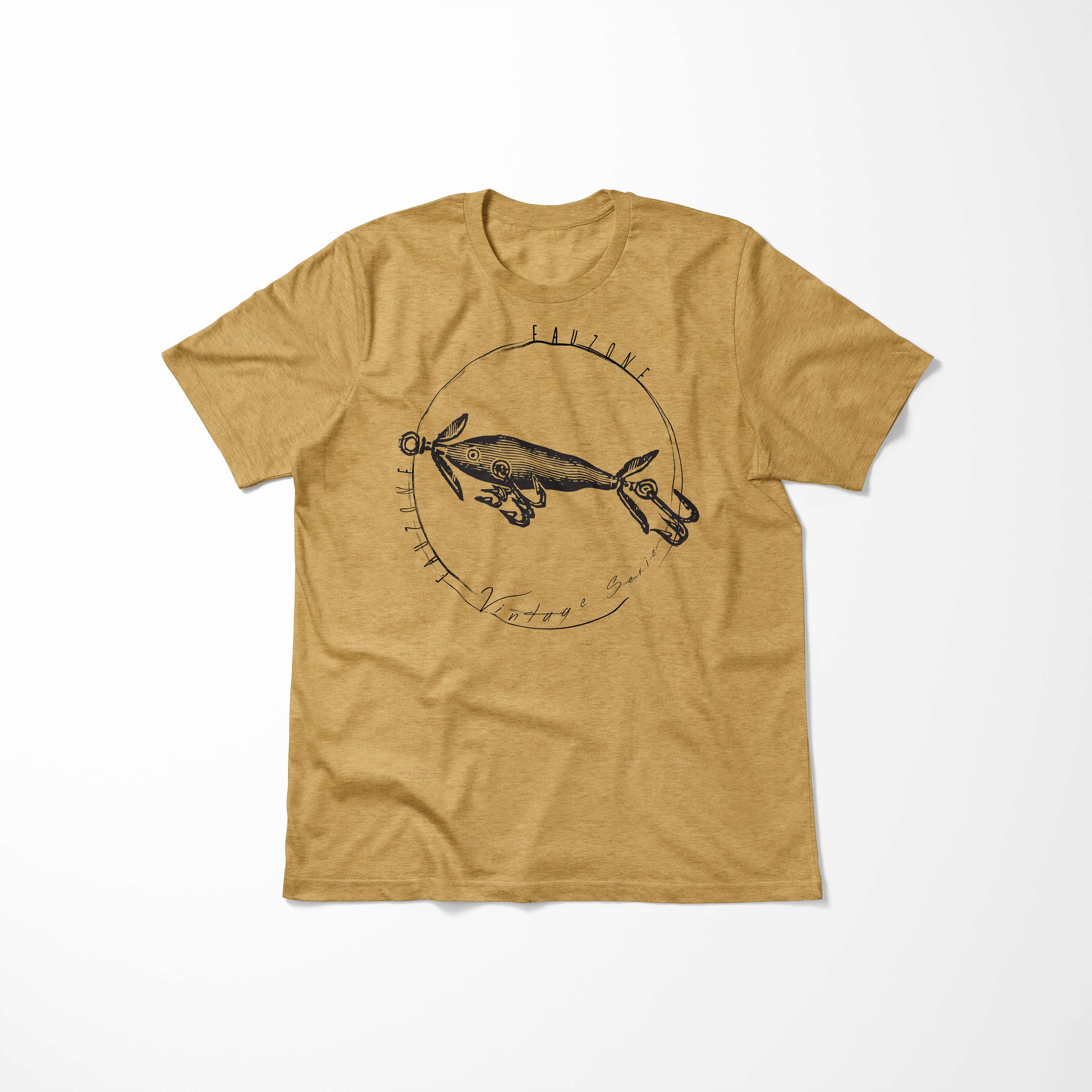 Art Herren Antique T-Shirt Gold Sinus Vintage T-Shirt Fischhaken