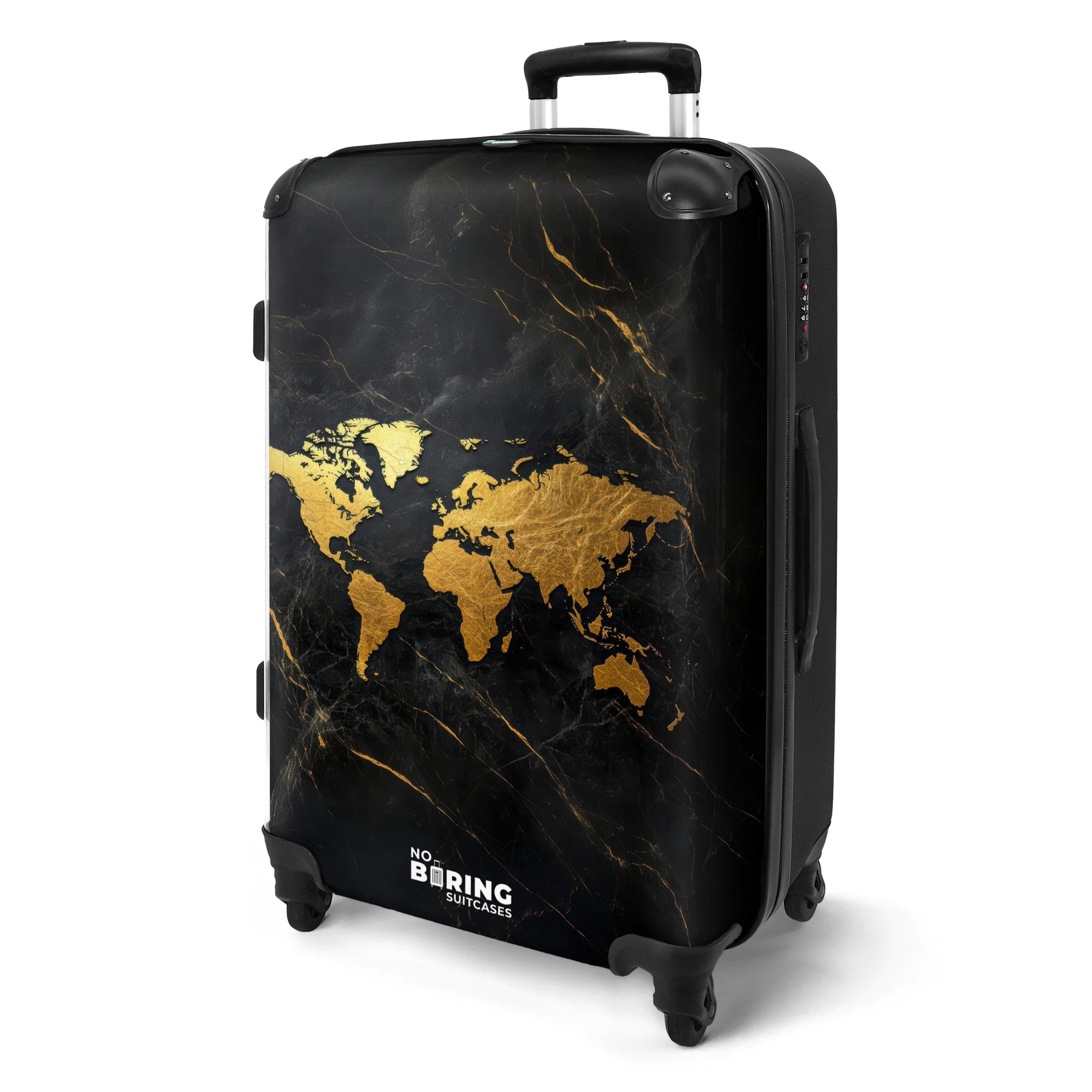 NoBoringSuitcases.com© Hartschalen-Trolley Weltkarte - Gold - Marmor 67 cm günstig online kaufen