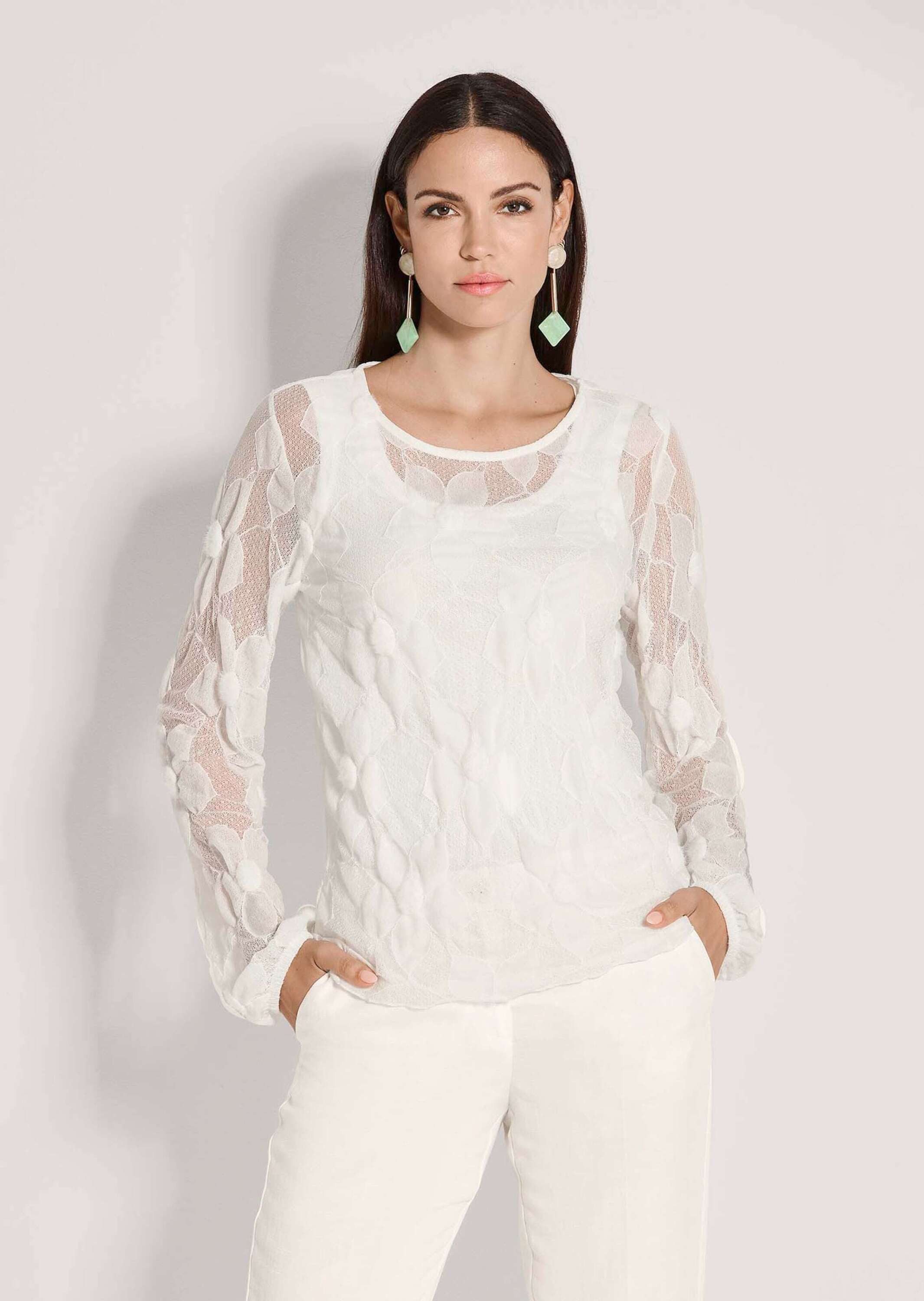 MADELEINE Langarmshirt Elegantes Langarmshirt aus Spitze, transparent Flora günstig online kaufen