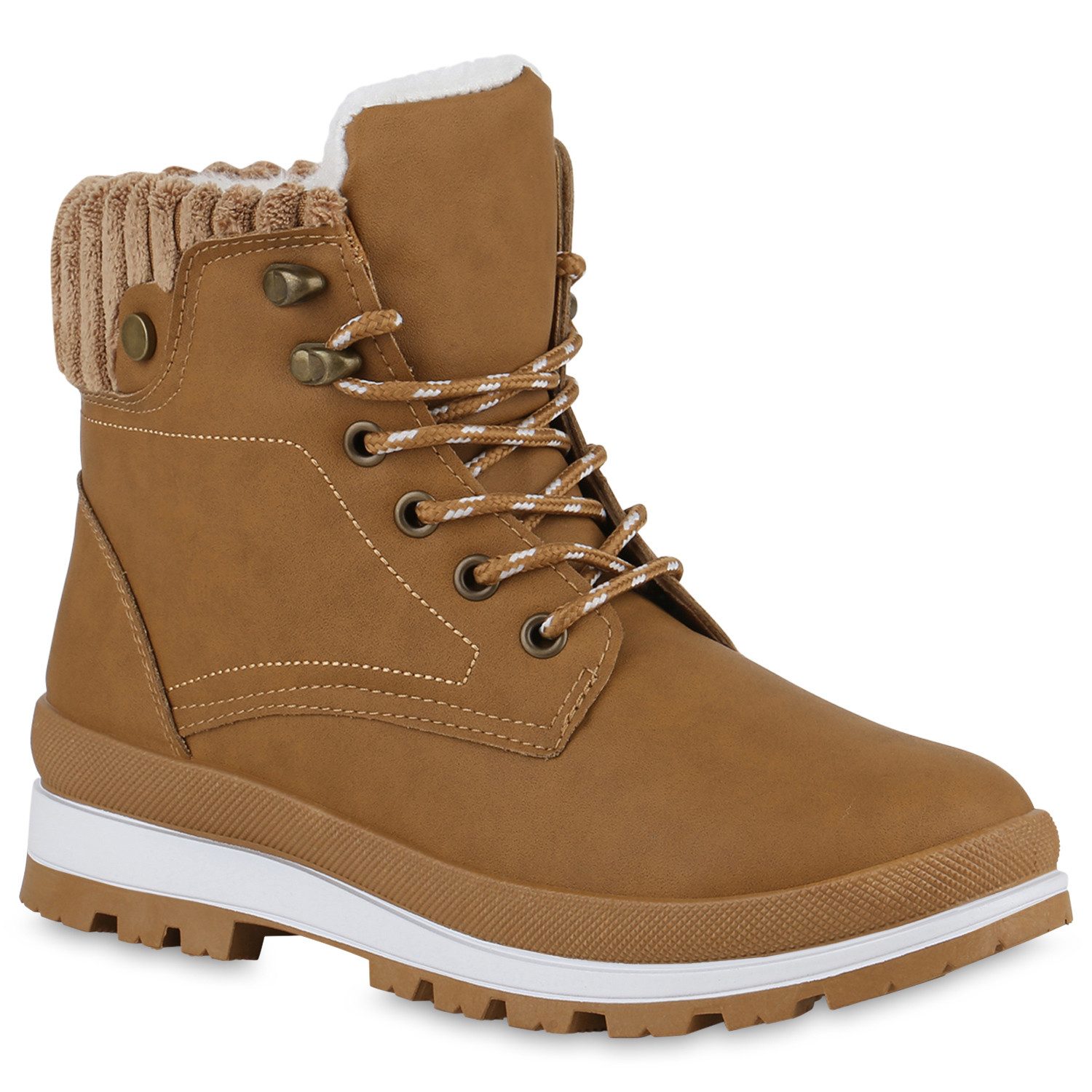 VAN HILL 840852 Stiefelette Damen Warm Gefütterte Worker Boots Profil-Sohle günstig online kaufen