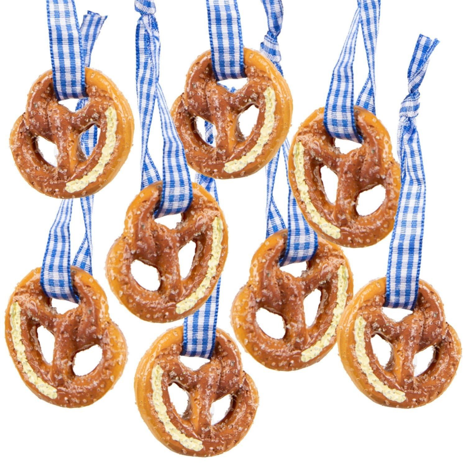 Logbuch-Verlag Dekofigur 8 kleine Brezeln zum Aufhängen blau weiß künstlich Oktoberfest Bayern