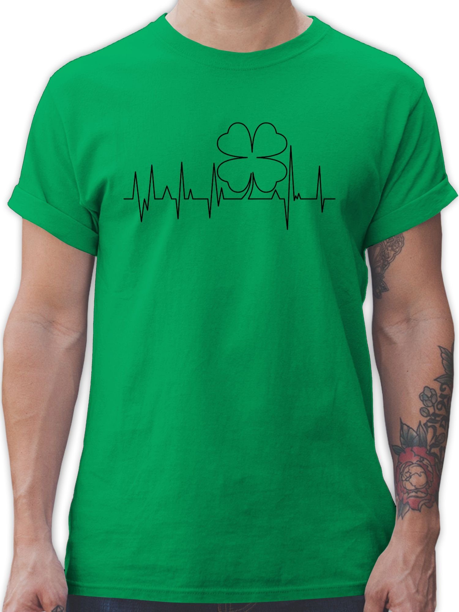 Shirtracer T-Shirt St. Patricks day Kleeblatt Herzschlag - schwarz St. Patricks Day 1 Grün