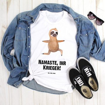 Mr. & Mrs. Panda T-Shirt Faultier Yoga - Weiß - Geschenk, T-Shirt mit Spruch, Meditation, Tshi (1-tlg)