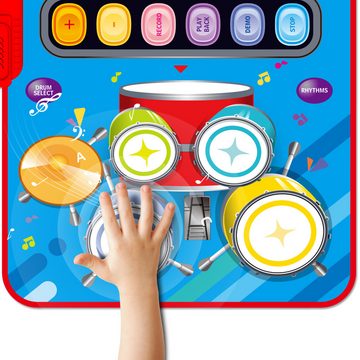 Coonoor Spielzeug-Musikinstrument 2-in-1 Jungen Spielzeug Klavier & Trommel Musik Tanzmatte, Kleinkind Lernspielzeug