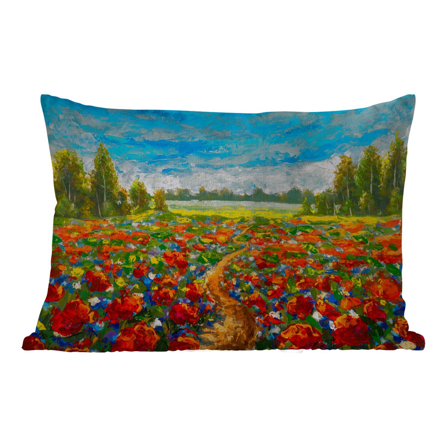 MuchoWow Dekokissen Ölfarbe - Malerei - Blumen - Landschaft, Outdoor-Dekorationskissen, Polyester, Dekokissenbezug, Kissenhülle