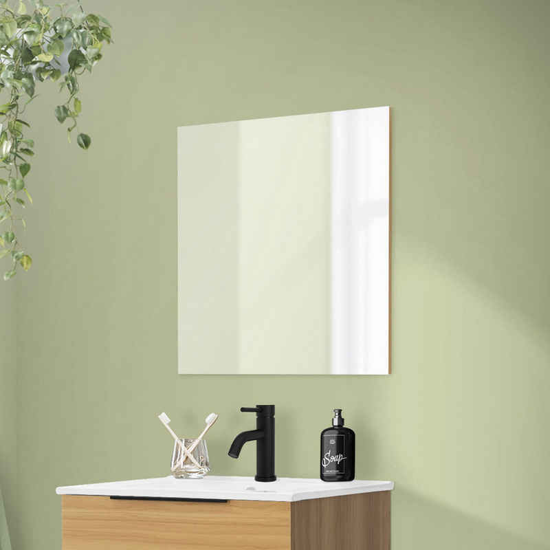 ML-DESIGN Badezimmerspiegelschrank Badezimmerspiegel aus Glas Wandmontage Deko Spiegel 60x60 cm Weiß Rahmenlos Quadratische Wandspiegel