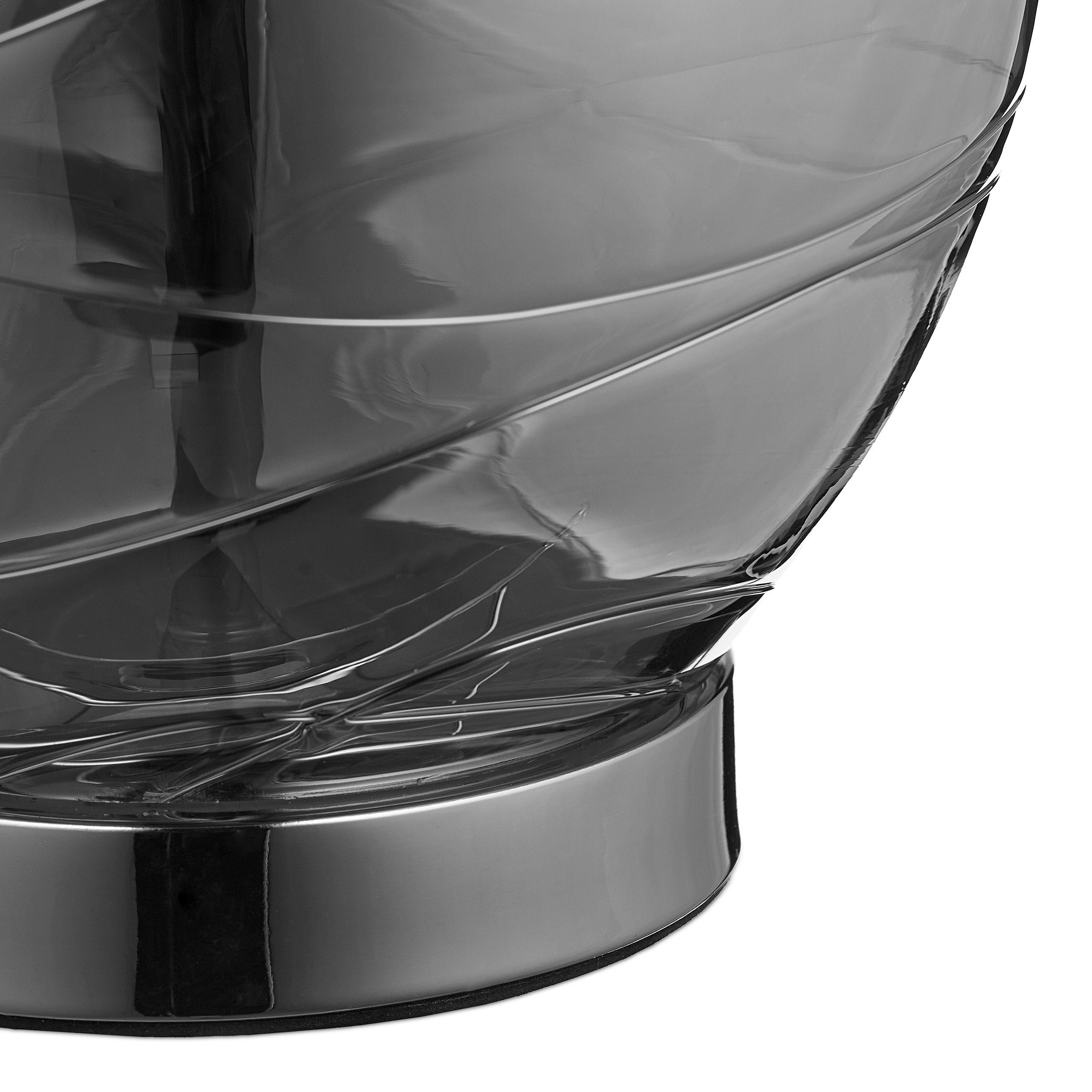 relaxdays Tischleuchte Glas mit Grau Anthrazit Tischlampe Schwarz Stoffschirm