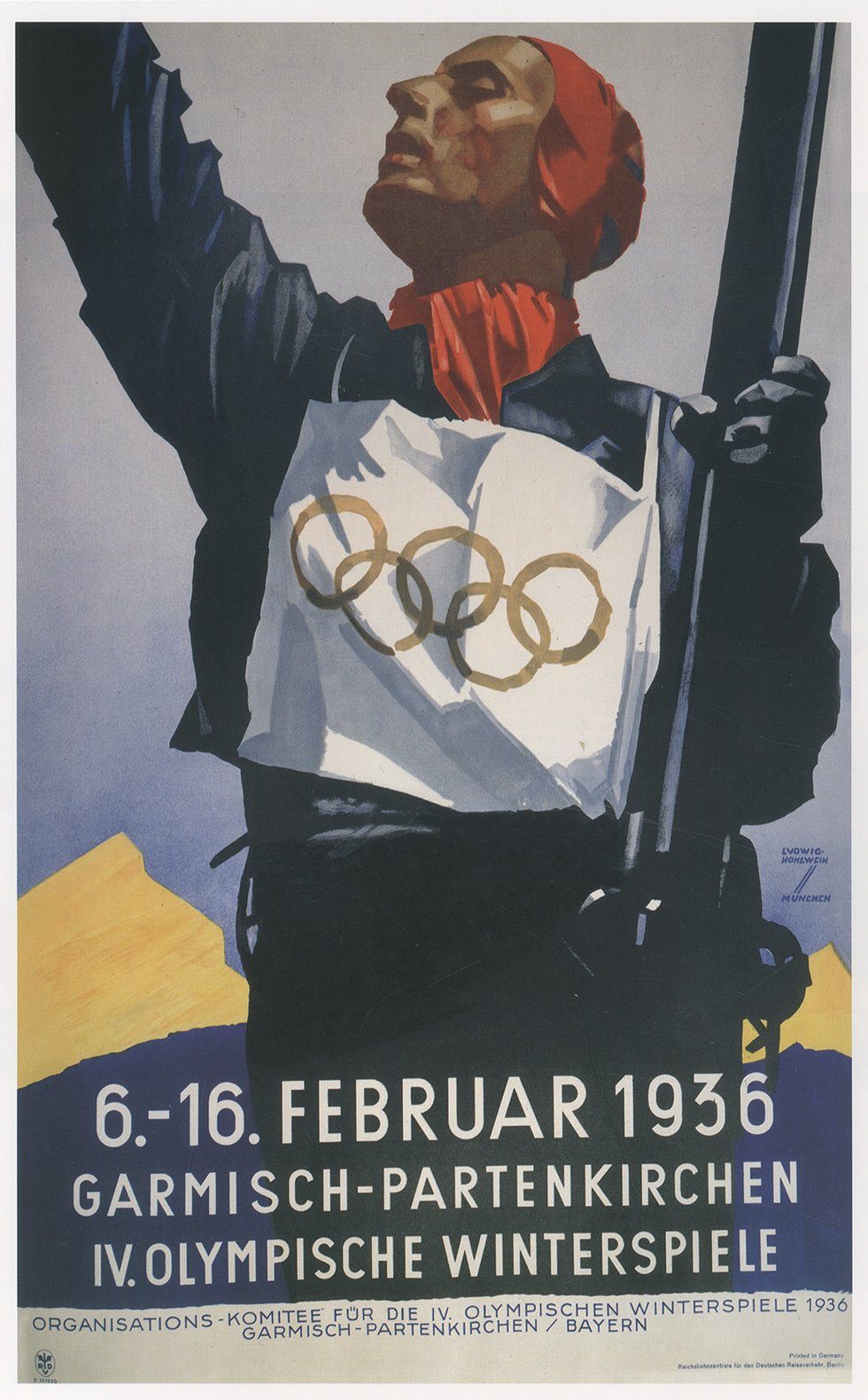 BillerAntik Kunstdruck Olympische Winterspiele 1936 in Berchtesgaden Hohlwein Kunstdruck Werb, (1 St)