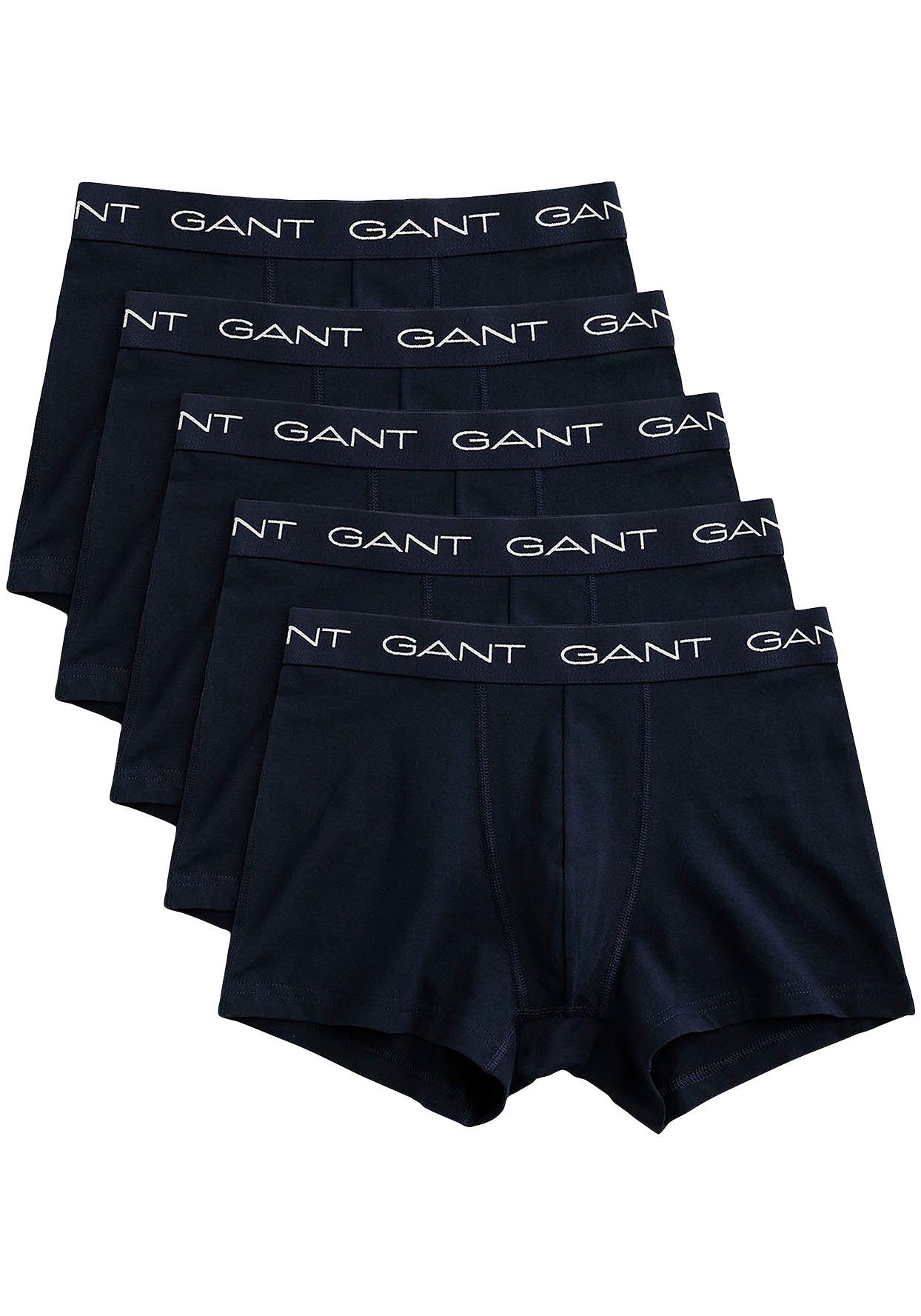 mit GANT-Logobund elastischem Boxershorts (Packung, 5) TRUNK 5-PACK Gant Marine 5-St.,
