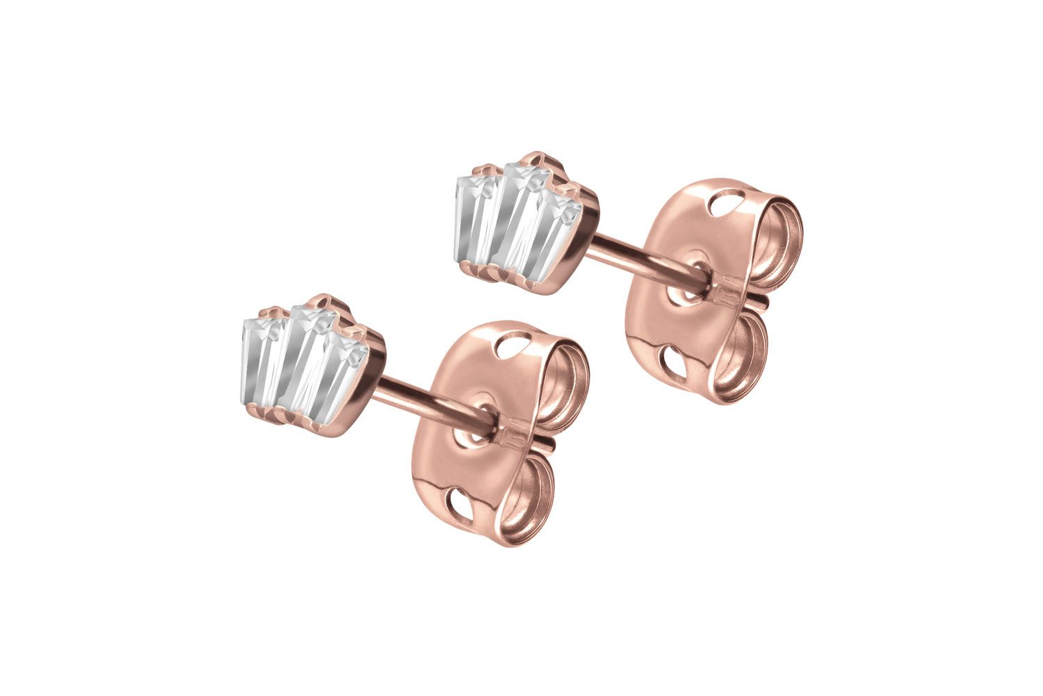 FILANGO Paar Ohrstecker Titan Ohrstecker 3 EINGEFASSTE KRISTALLRECHTECKE (Ohrstecker, 1-tlg)