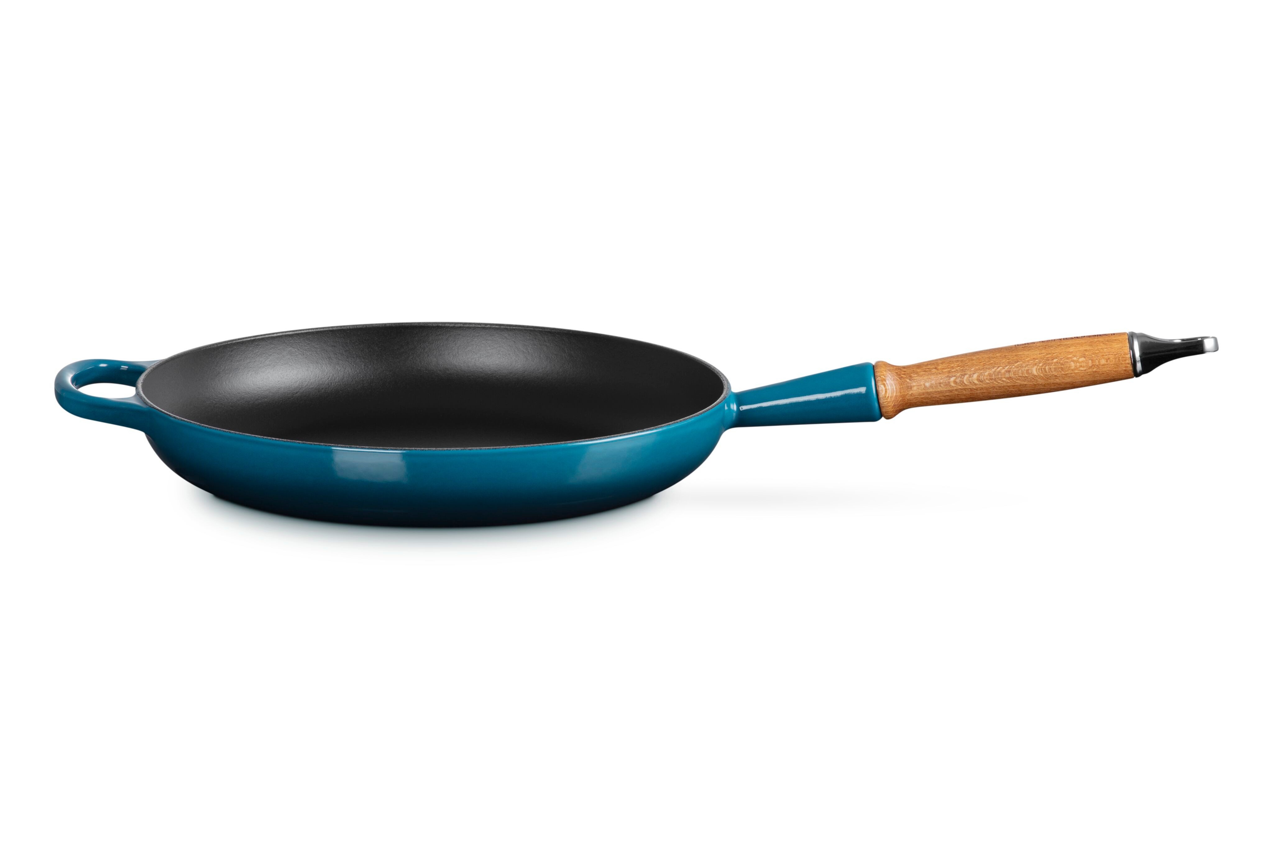 LE CREUSET Bratpfanne Signature Gusseisen mit Holzgriff, Gusseisen, 28 cm Deep Teal, 20258286420422