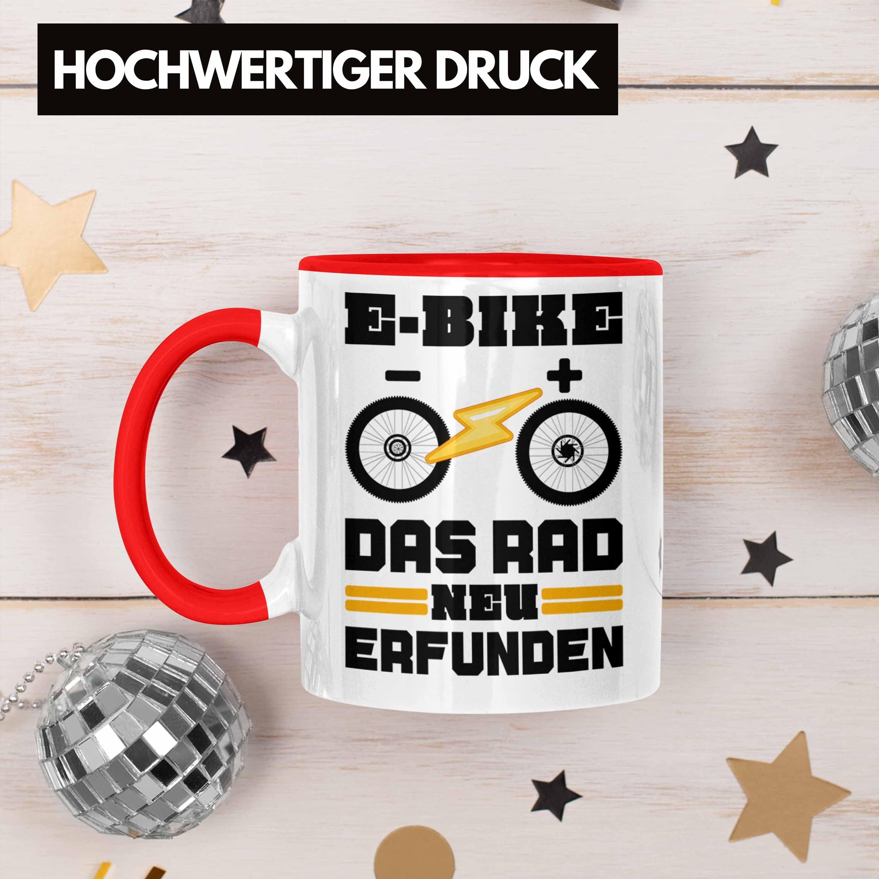Spruch - Tasse Elektrofahrrad Trendation Rentner Tasse Sprüche E-Bike Geschenk Geschenke mit Lustige Kaffeetasse Ebike Rot Trendation