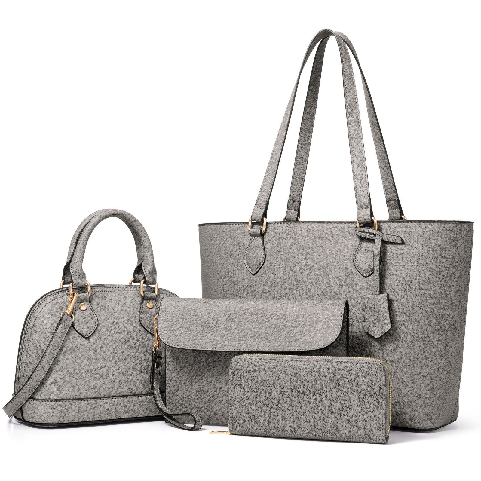 REDOM Henkeltasche Tragetasche Handtasche Umhängetasche Aktentasche (Arbeitstasche Messenger-Tasche Top Griff mit Schultergurt, 4-tlg., Freizeittasche, Ledertasche, Unitasche, Bürotasche, Kunstleder), für Frauen Arbeit Business Schule Büro Reisen usw