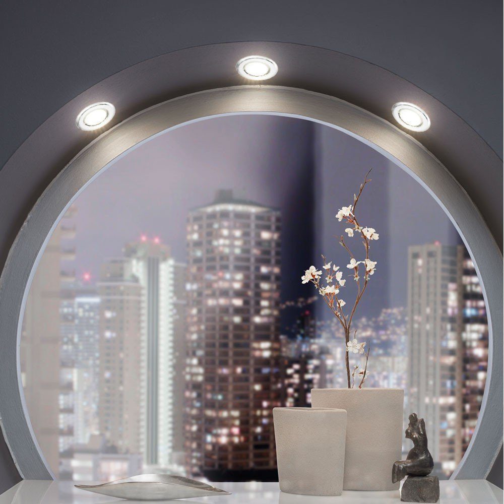 Einbaustrahler, Decken Leuchtmittel Chrom etc-shop Beleuchtung inklusive, Wohn LED LED Einbau Strahler Set 5er Ess Zimmer