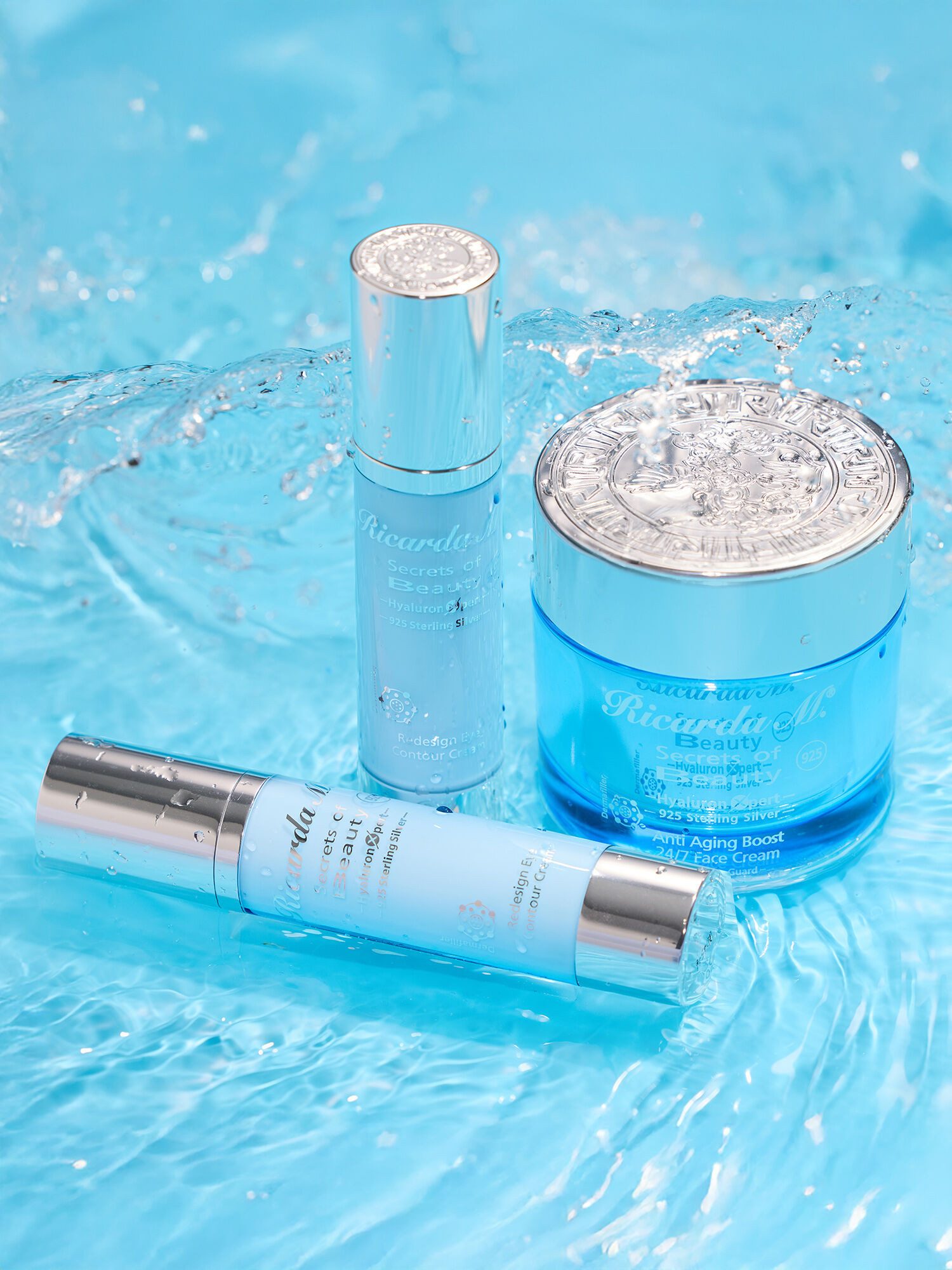 Ricarda M. Augencreme Augenpflege "SOB HyaluronXpert ", 2-tlg., 2x 50 ml, mit hochwertigem 925 Silber gegen Krähenfüße und Falten