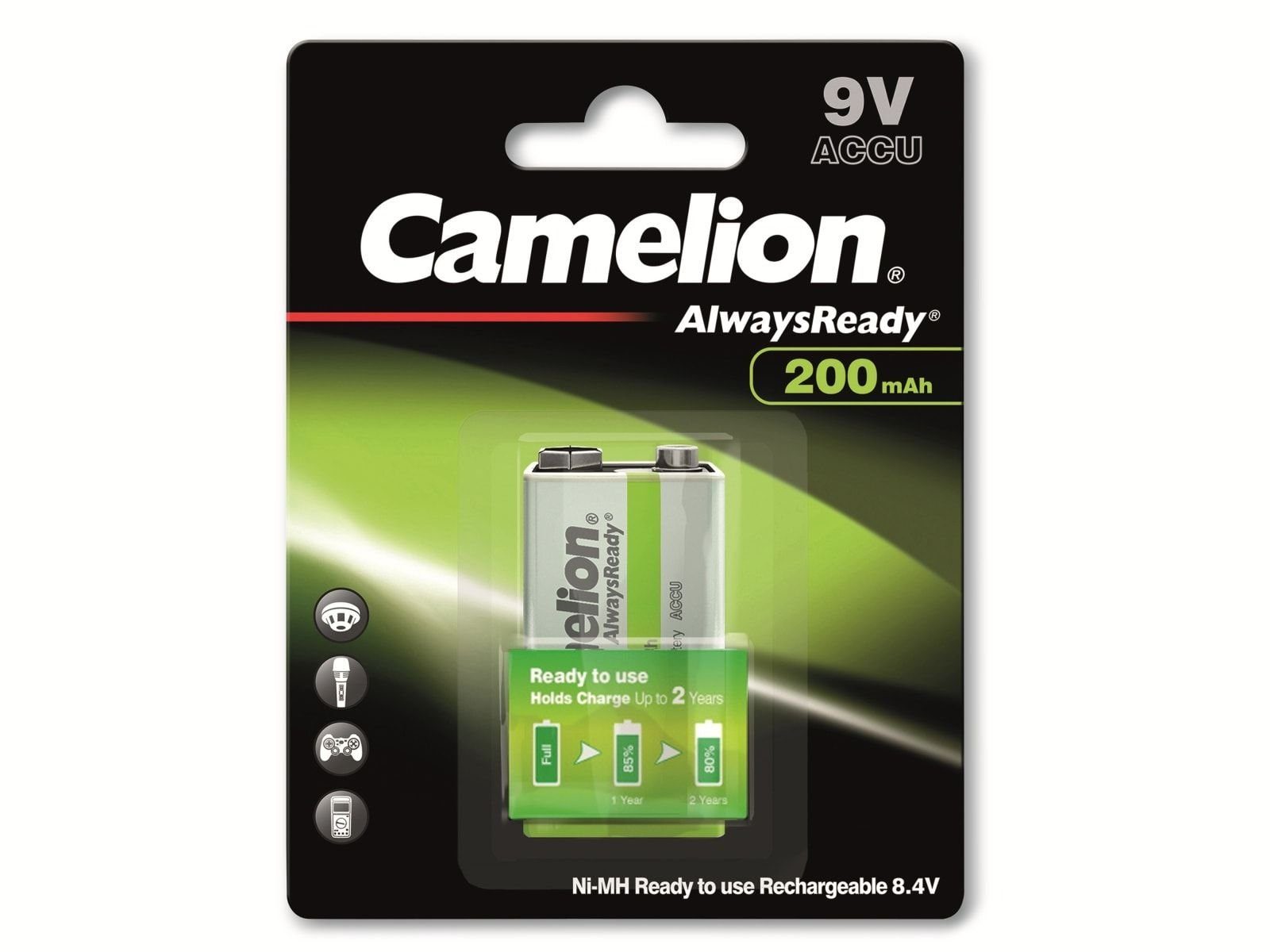 NiMH-9 200 AlwaysReady, CAMELION Akku mAh Camelion V-Blockakku