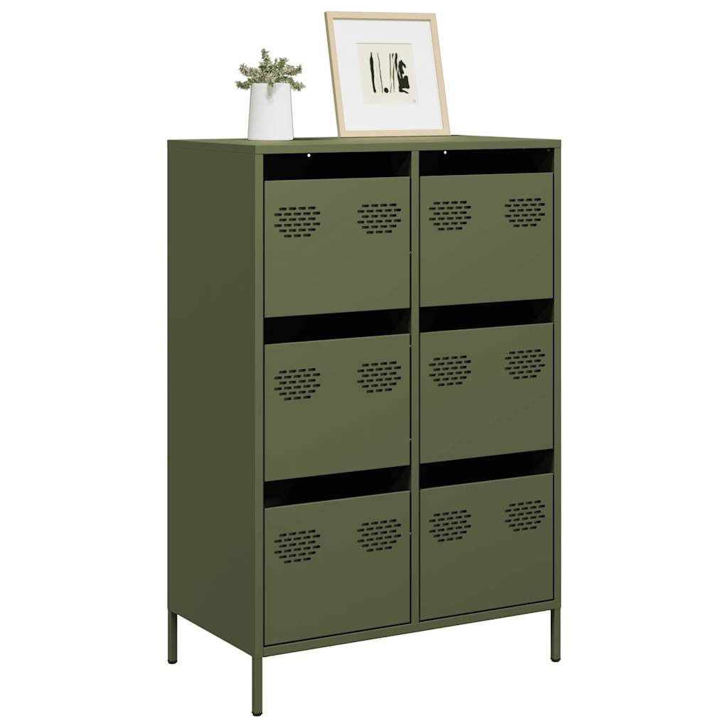 vidaXL Highboard Highboard Olivgrün 68x39x101,5 cm Stahl (1 St)