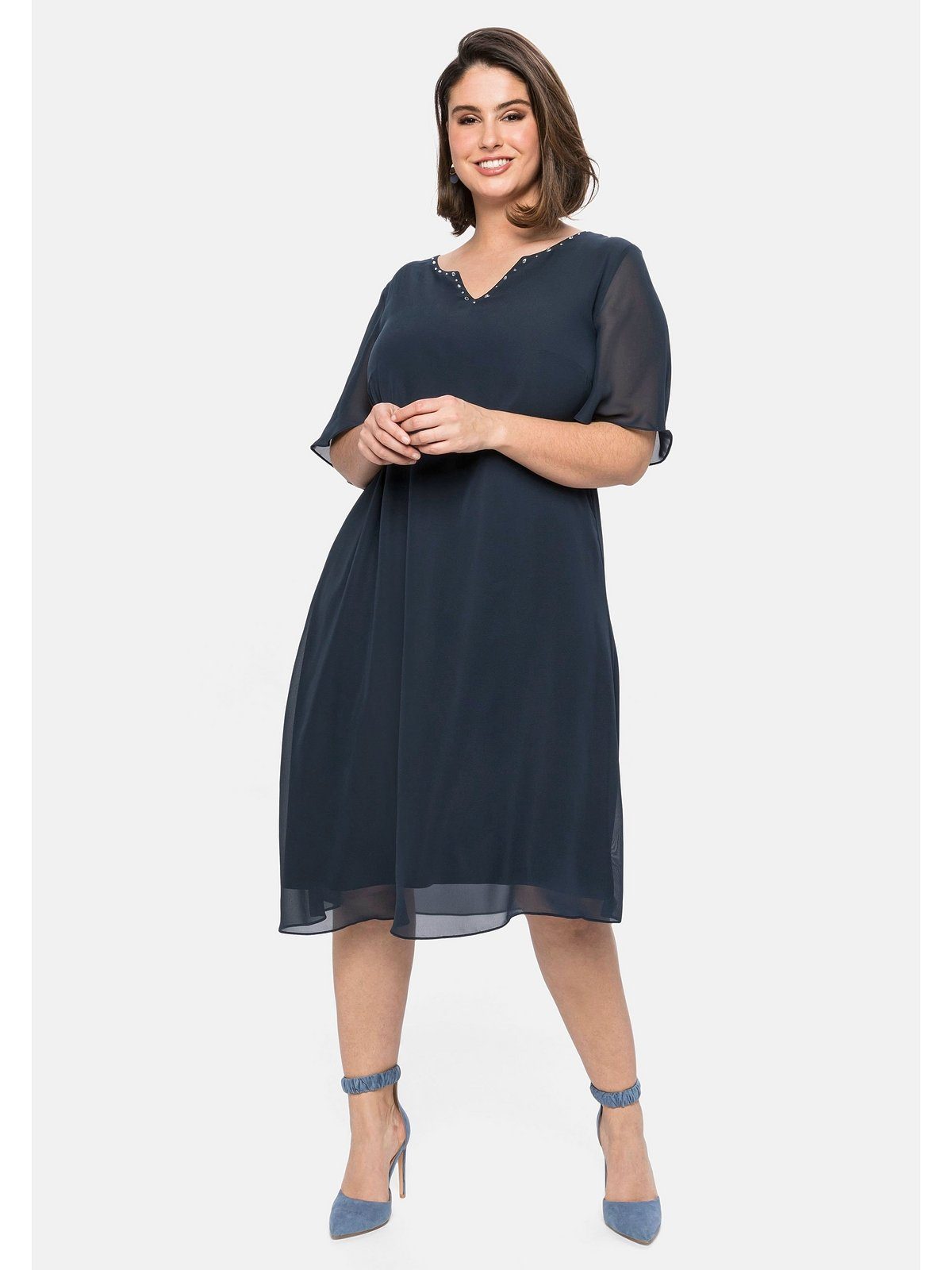 Sheego Chiffonkleid Große Größen mit Schmucksteinen günstig online kaufen