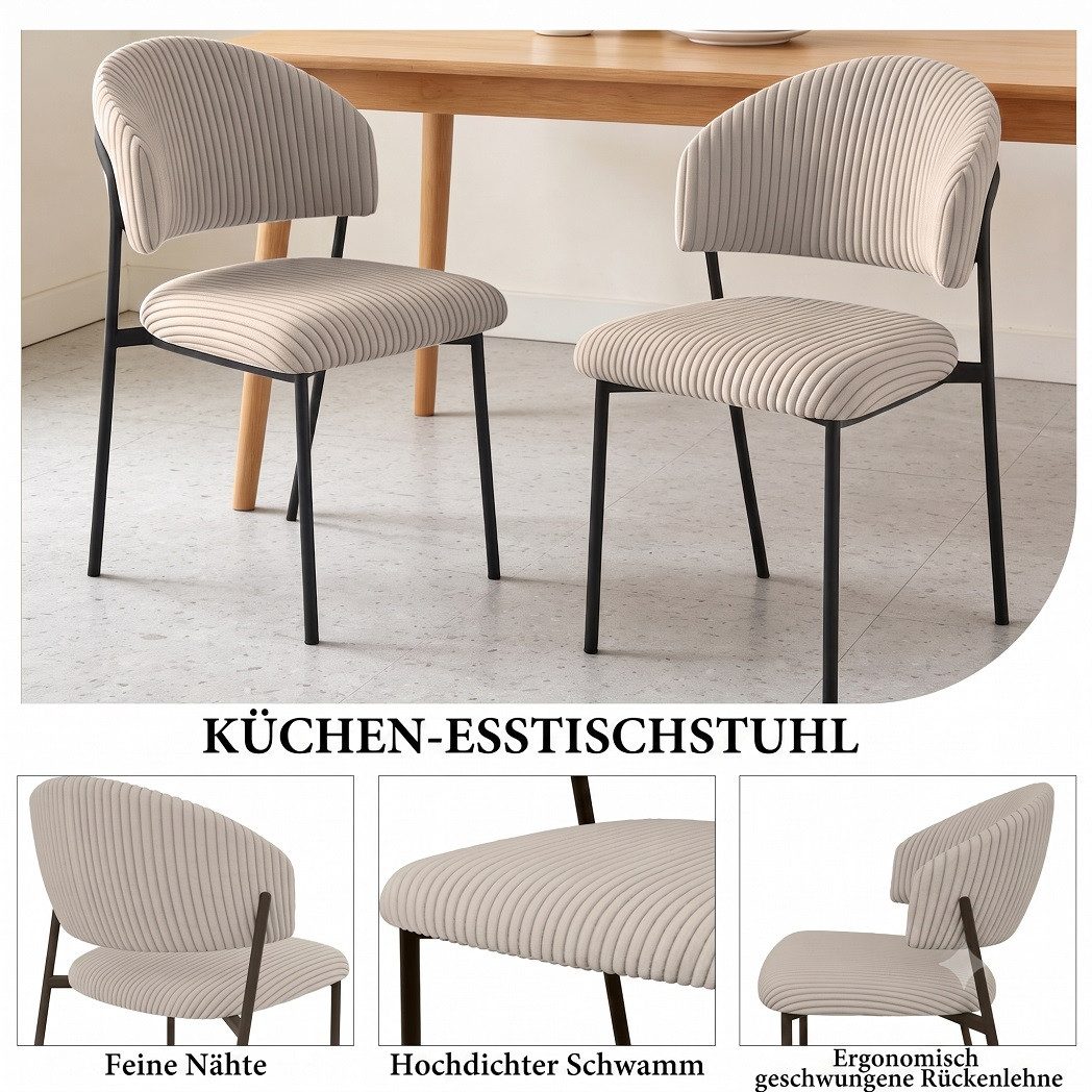 Jiexi Esszimmerstuhl Modernes Esszimmerstuhl-Set in Cord-Optik, bequem & stabil – Bild 3 von 5