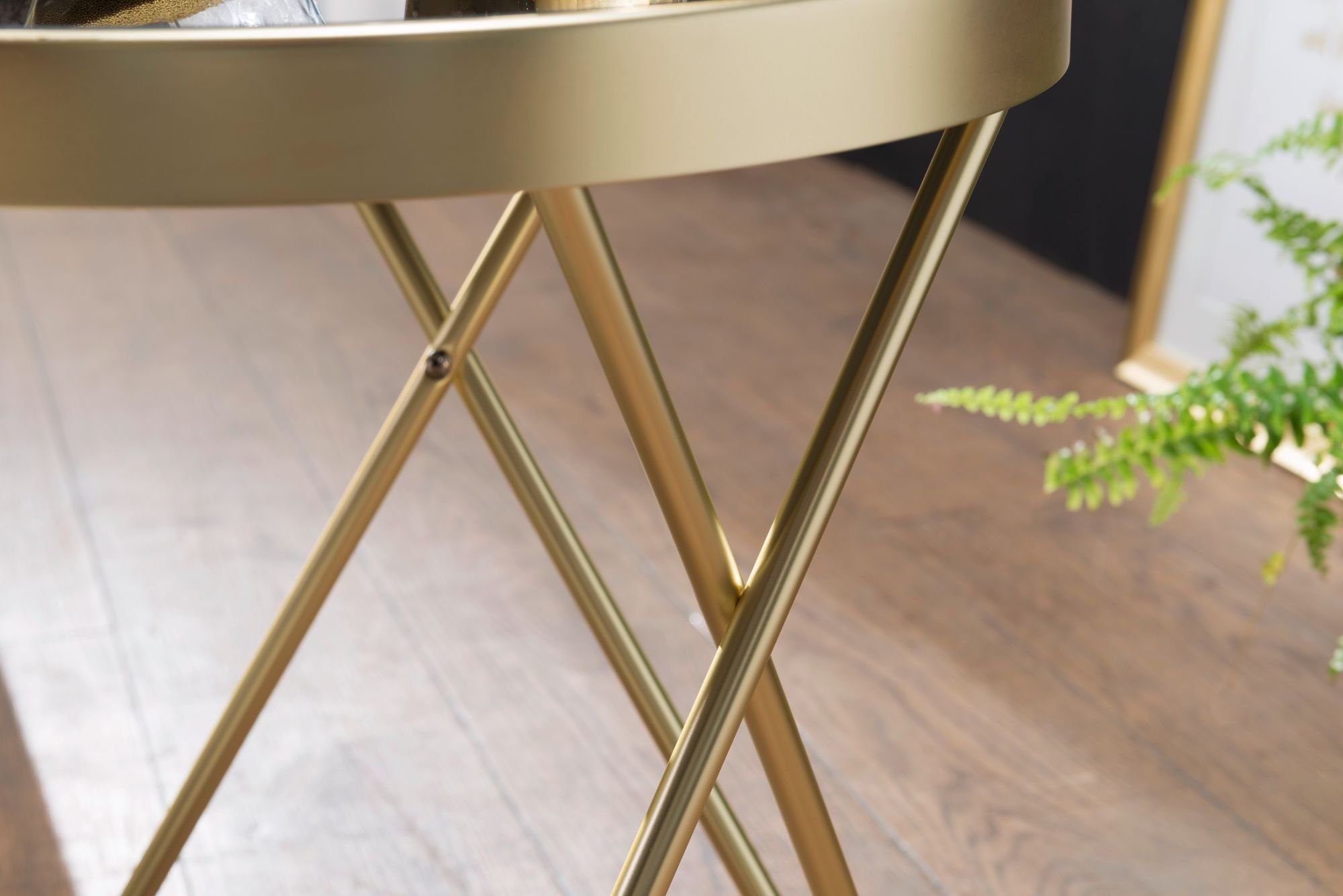 | Glas, Eleganter Gold Beistelltisch Tischbeine DESIGN KADIMA Gold V-förmige & Kupfer Sofatisch: