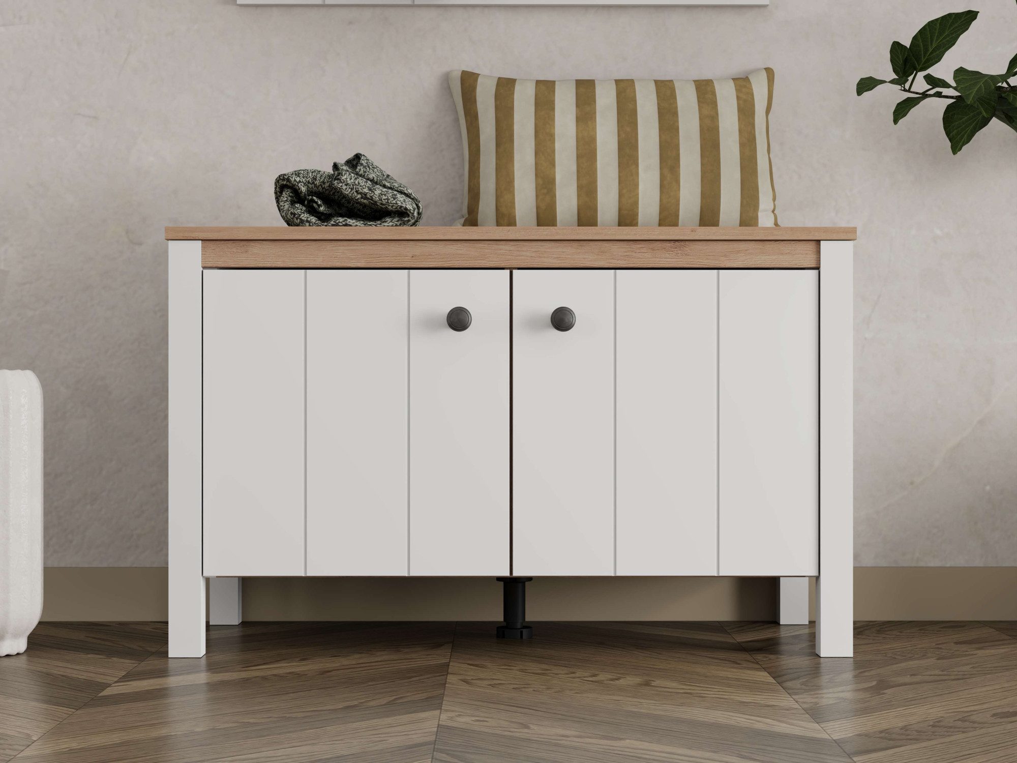 Home affaire Schuhbank Bedford, Schuhschrank, Schuhregal, Schuhtruhe, Schuhkommode, Sitzbank, mit zwei Türen (dahinter zwei Fächer)