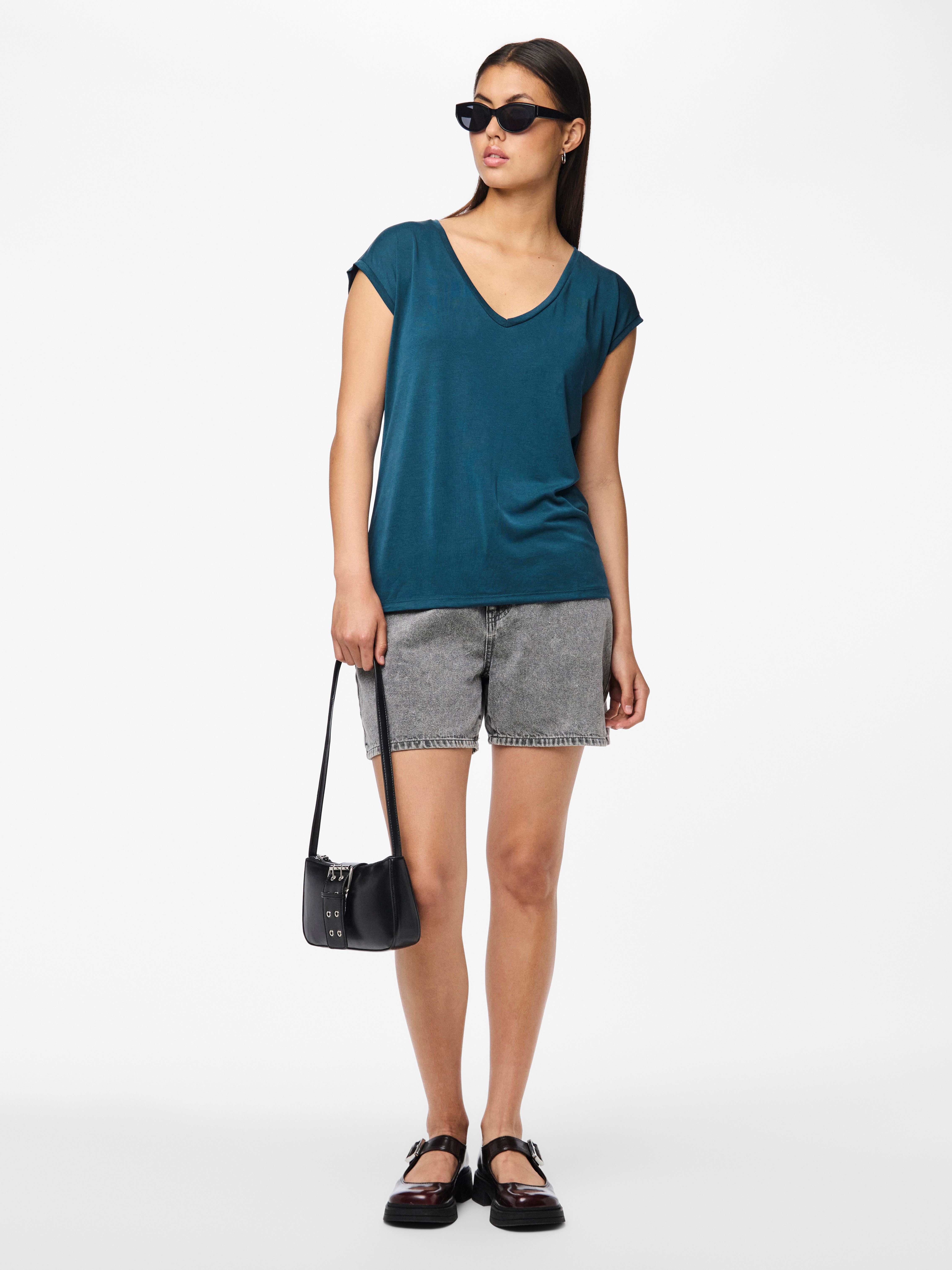 pieces Kurzarmshirt PCKAMALA TEE NOOS BC Materialmix, regular fit