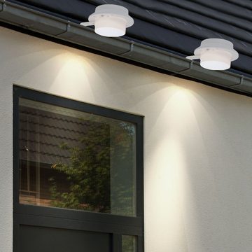 etc-shop Gartenleuchte, LED-Leuchtmittel fest verbaut, Dachrinnenleuchte weiß Wandlampe Klemme LED Außenleuchte Zaunlampe 8x