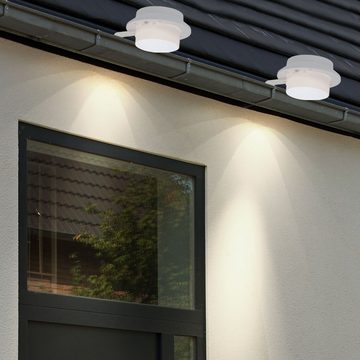 etc-shop Außen-Wandleuchte, LED-Leuchtmittel fest verbaut, Warmweiß, Dachrinnenleuchte weiß Wandlampe Klemme LED Außenleuchte Zaunlampe 4x