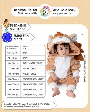 Corimori Strampler Flauschiges Löwen-Kostüm für Babies, Neugeborene,  Karneval Fasching (1-tlg) Strampler, Fasching, Kigurumi, Tierkostüme, Babys, Löwe "Oliver"