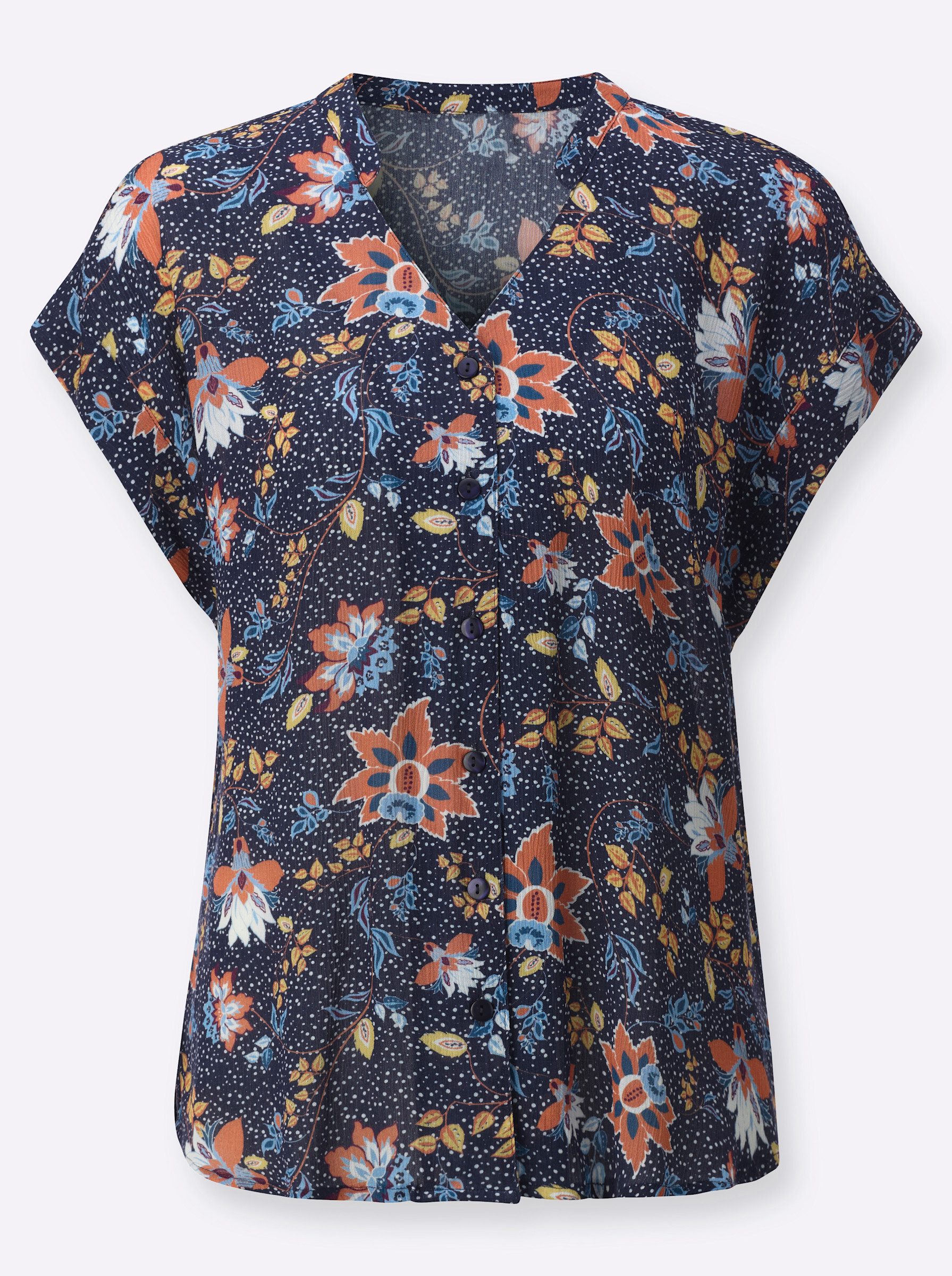 Witt Klassische Bluse Druckbluse Kurzarm