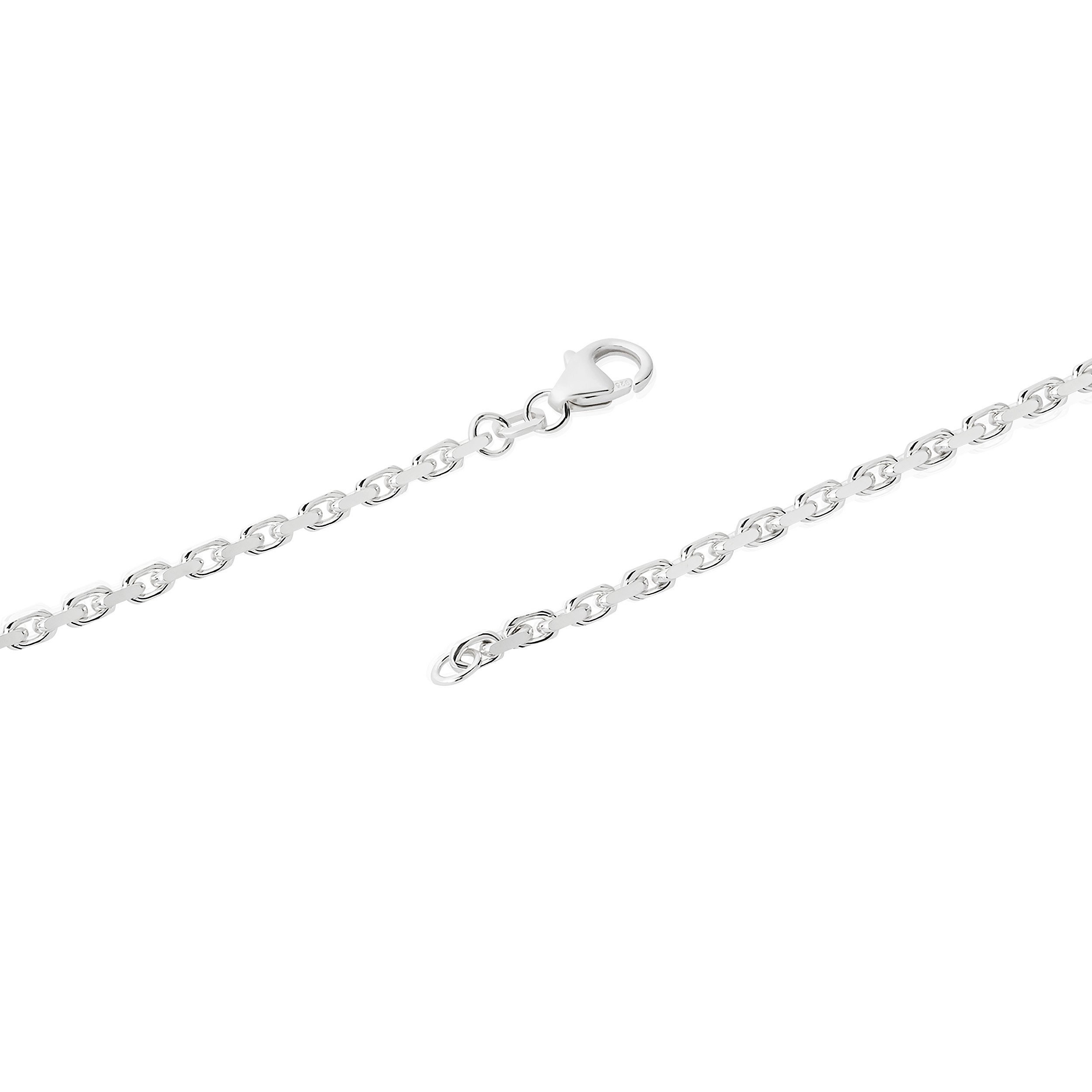 NKlaus Silberkette 38cm Massive Ankerkette Kette, Diamantiert Sterlingsilber 925er