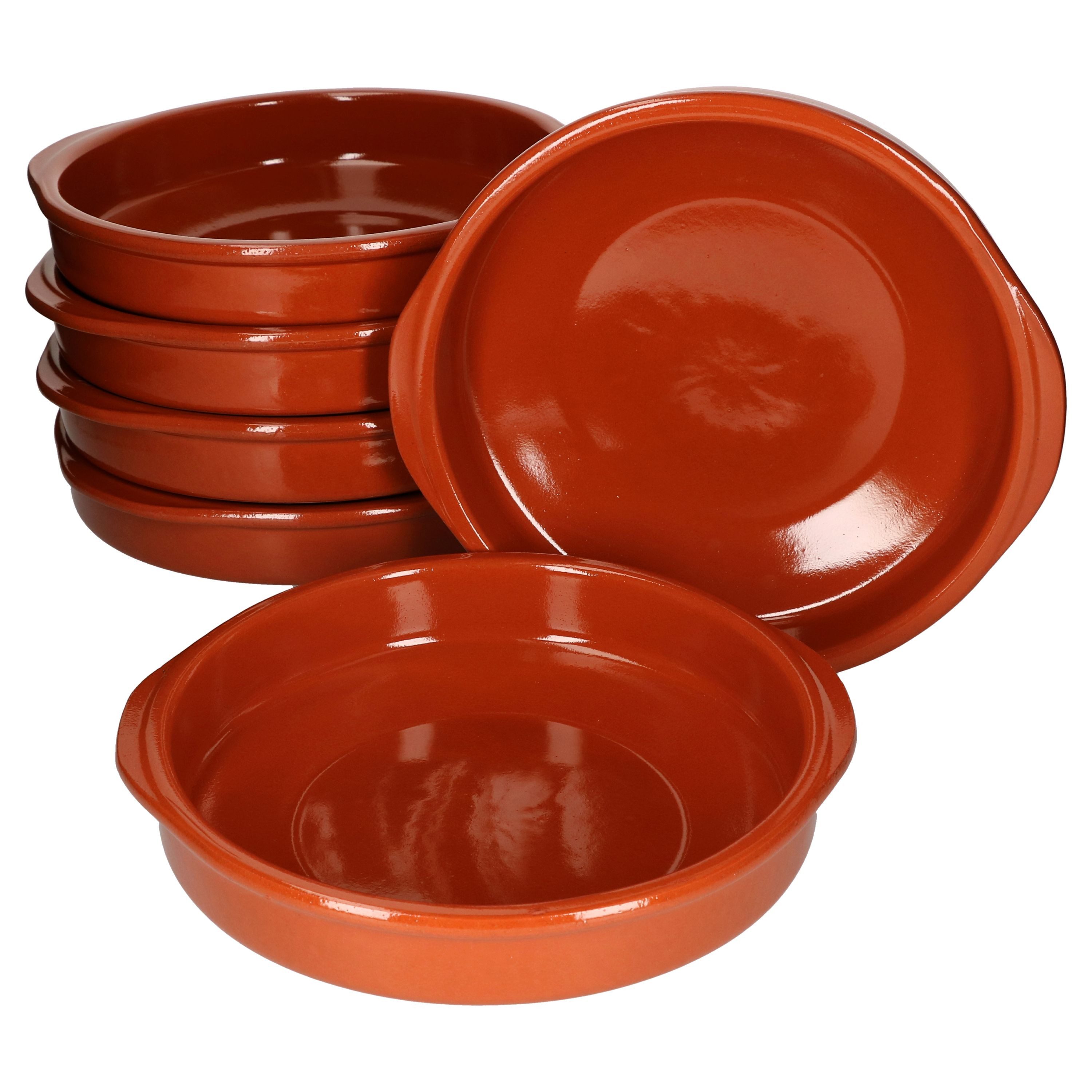 MamboCat Tapas-Schale 6er Set Cazuela Bernd XL Ø 24cm Tonschalen mit Griffen, Ton