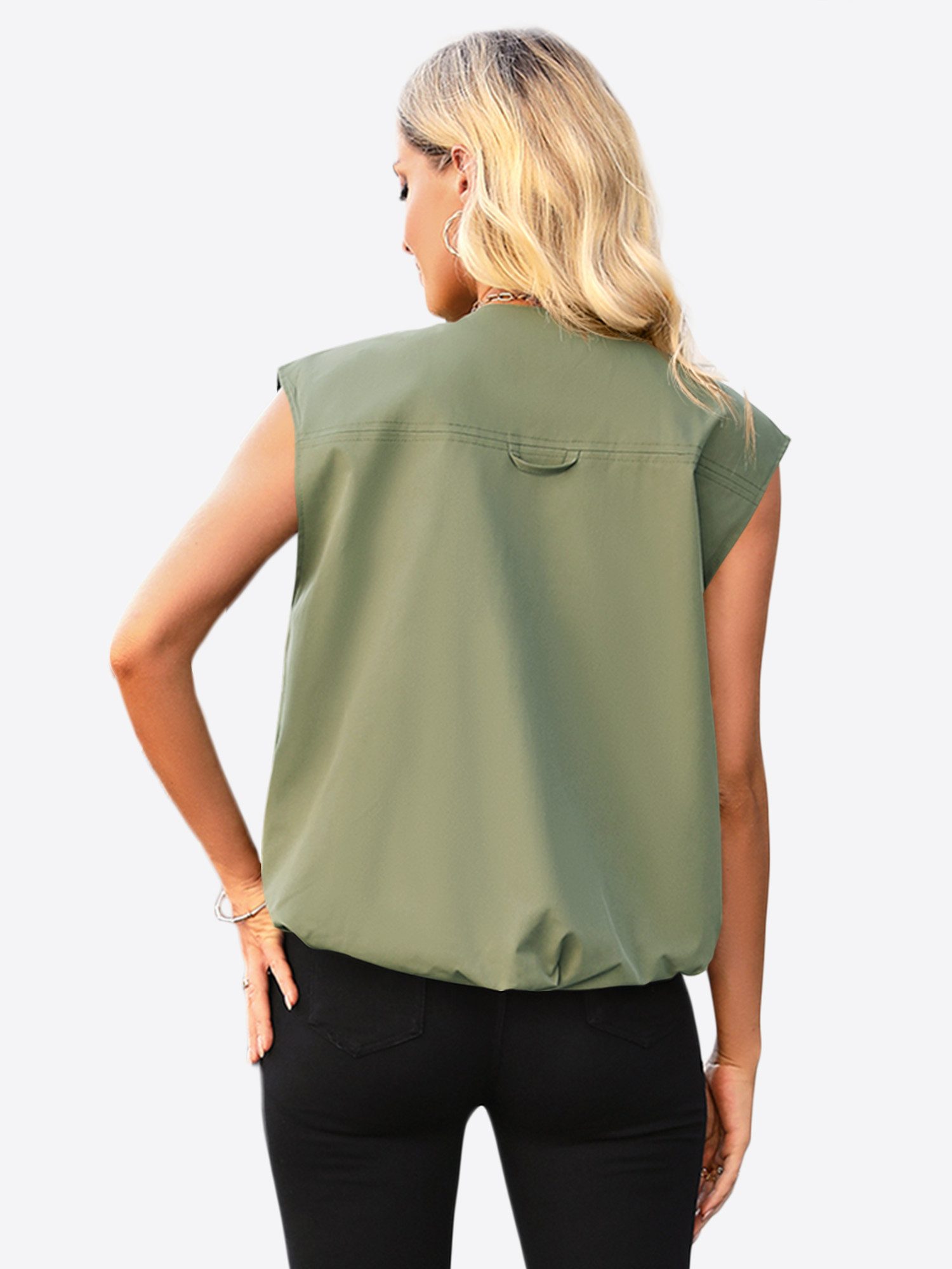 Imily Bela Kurzjacke Damen Lässige Cargoweste (Packung, 1-St., 1per-Pack) mit Reißverschluss