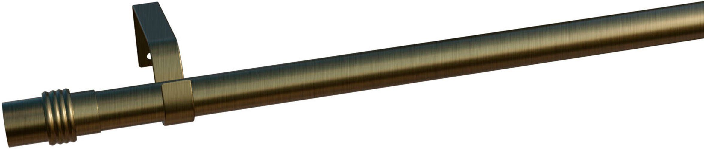 Gardinenstange Zylinder, indeko, Ø 16 mm, Eisen Wunschmaßlänge, mit Bohren, altmessingfarben 1-läufig, verschraubt
