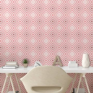 Abakuhaus Vinyltapete selbstklebendes Wohnzimmer Küchenakzent, Geometrisch Rhombus Stripes Linie