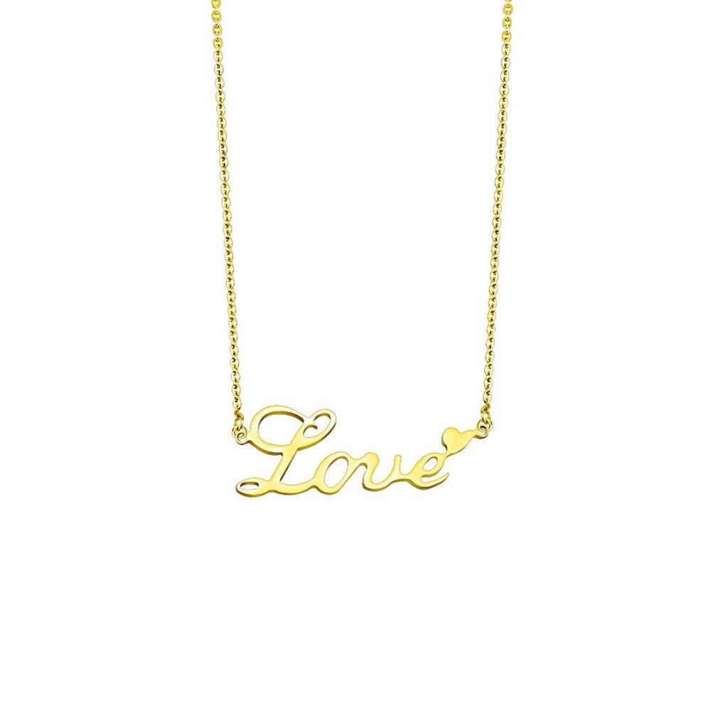Ketten-Set Kette Love mit Anhänger Gold aus Edelstahl Unisex